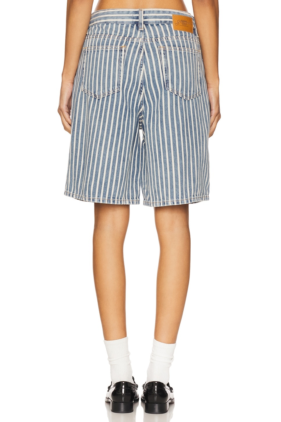 Light Stripe Denim Shorts - 4
