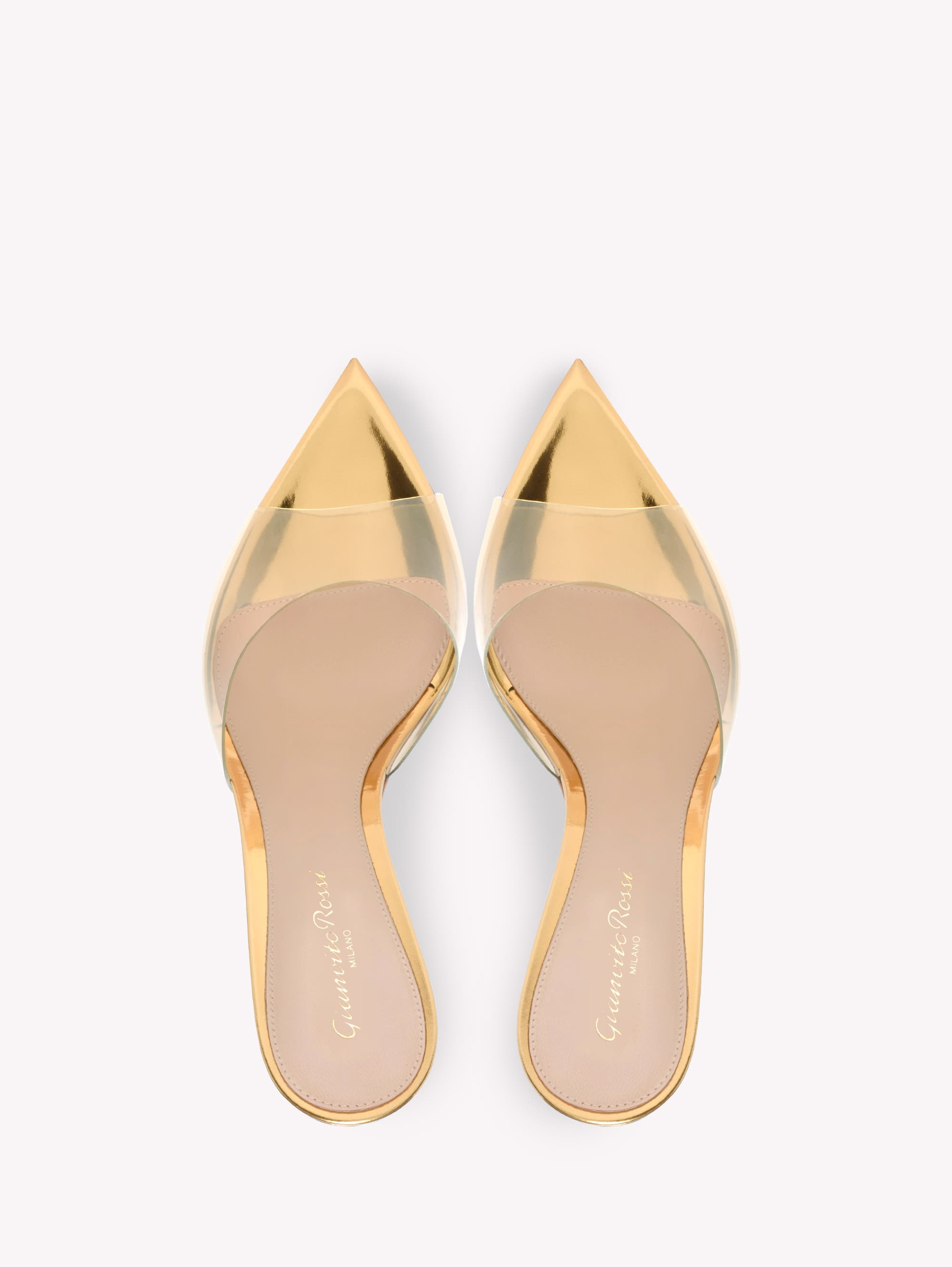 Gianvito Rossi Elle 85 Mules in Gold Tpu at Nordstrom - 3