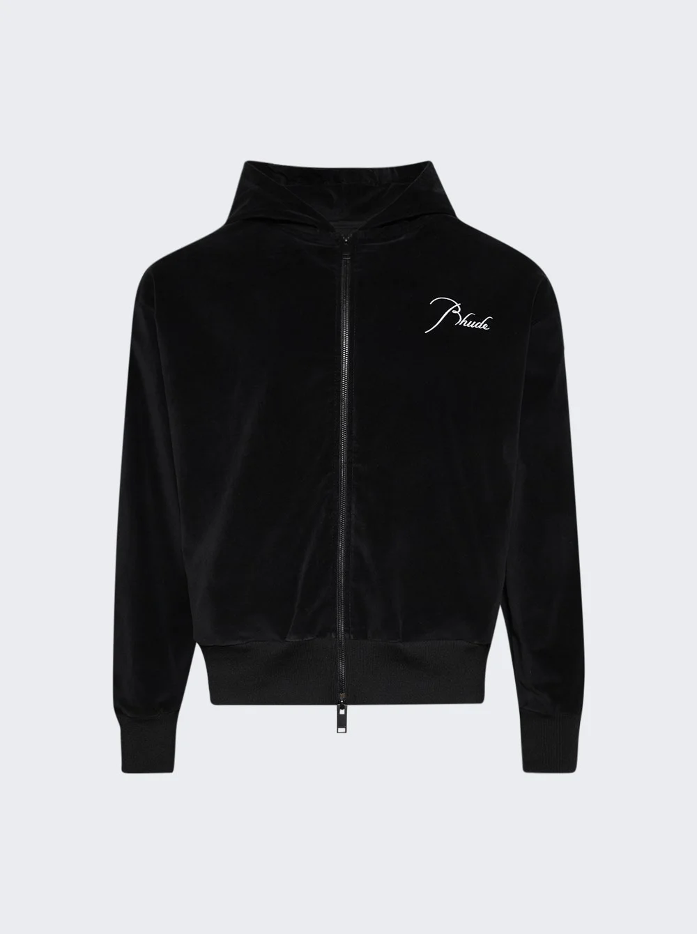 Velour Classique Zip-up Hoodie Black And White - 1