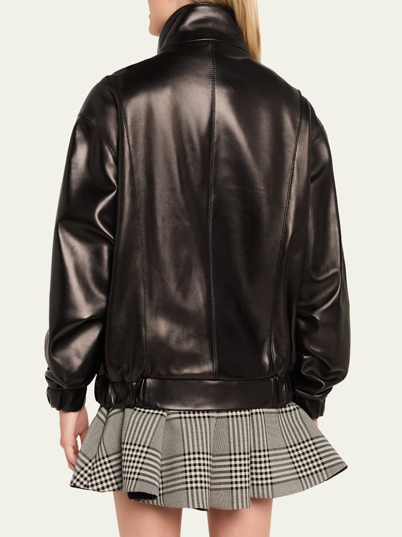 BRANDON MAXWELL The Emmett Layered Lambskin Leather Jacket outlook