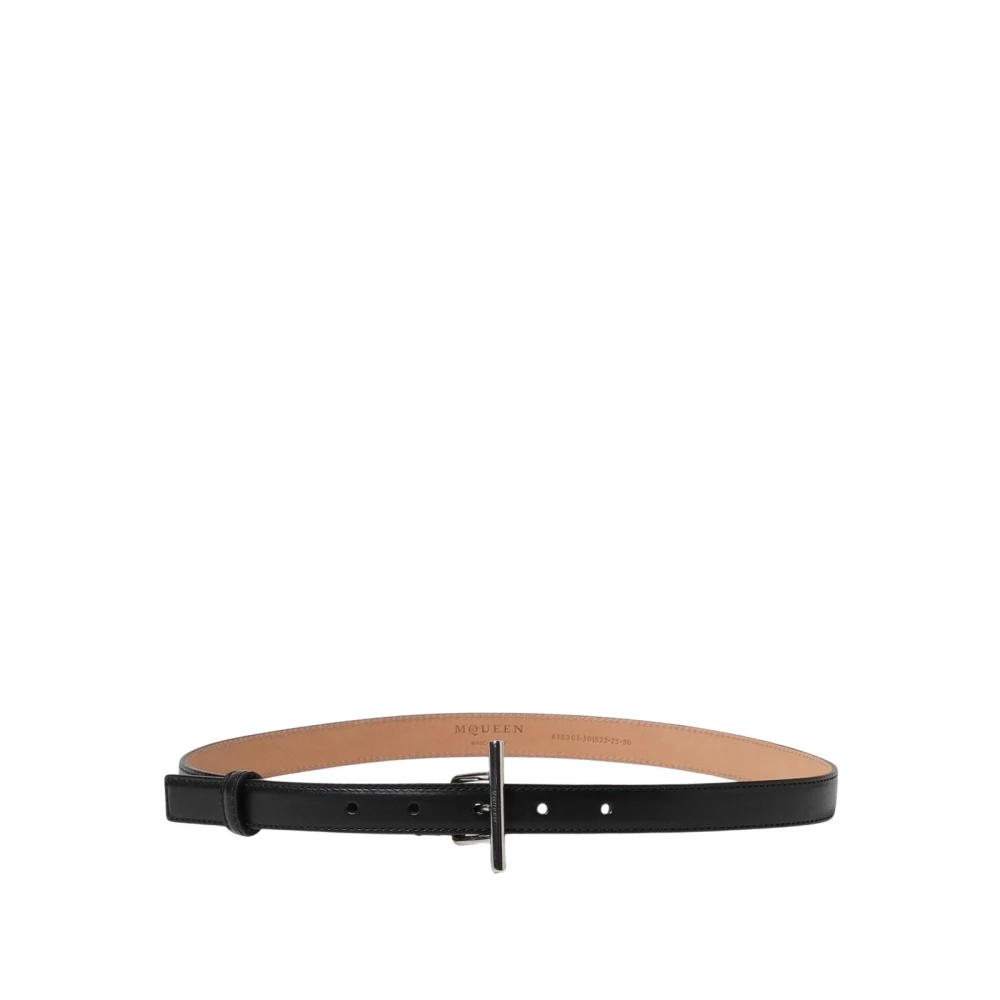 BLACK LEATHER TBAR BUCKLE BELT - 1