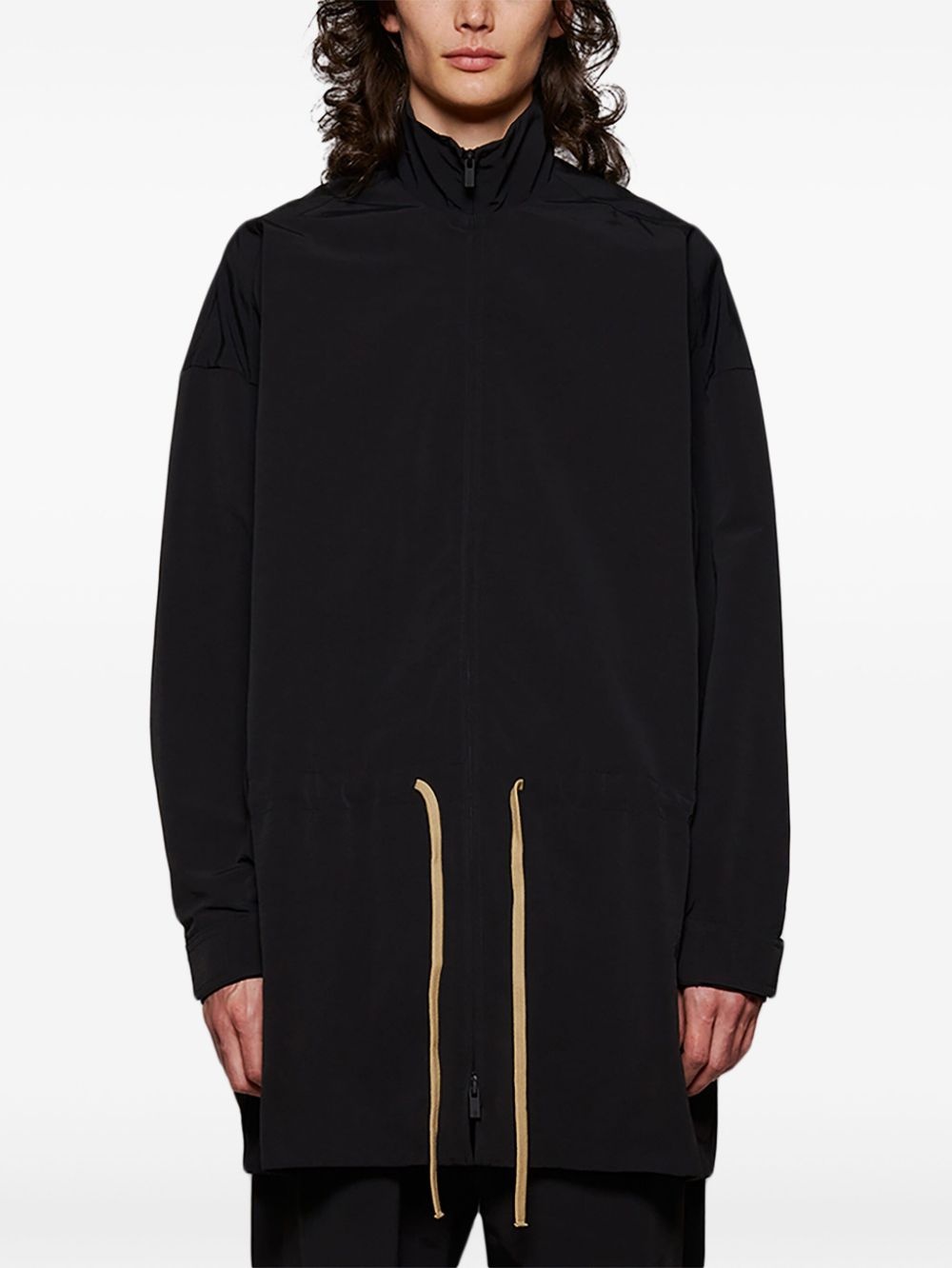 drawstring-waistband coat - 3