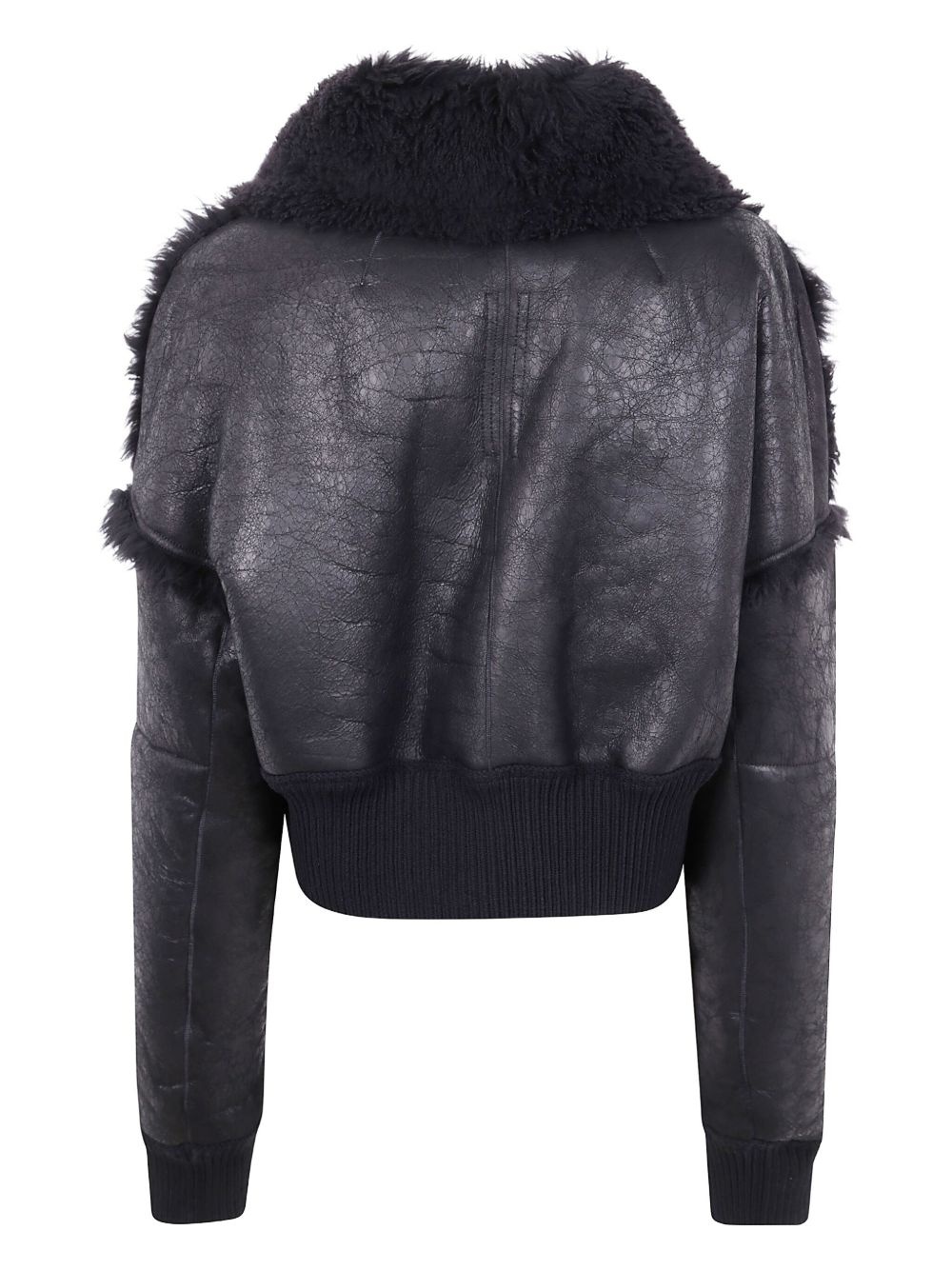 shearling-collar zip-front jacket - 2