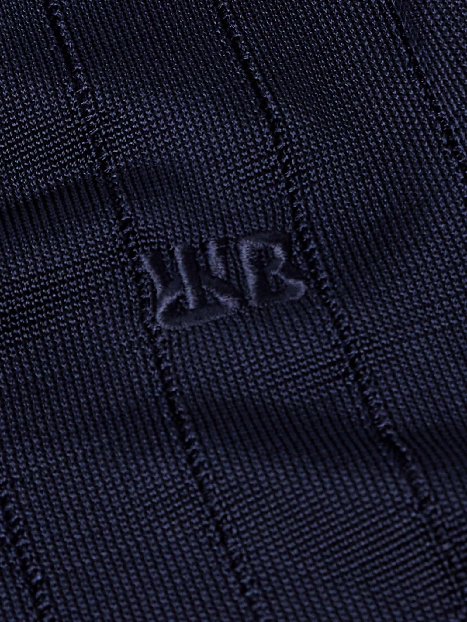 Logo-Embroidered Striped Ribbed-Knit Polo Shirt - 4