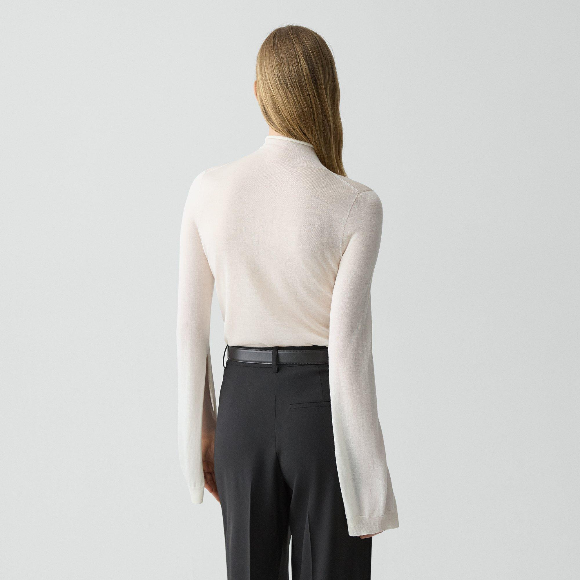 Slit Sleeve Turtleneck Sweater in Wool-Viscose - 4