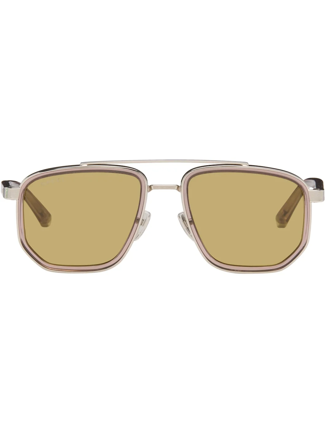 Silver & Brown Navigator Frame Sunglasses - 1
