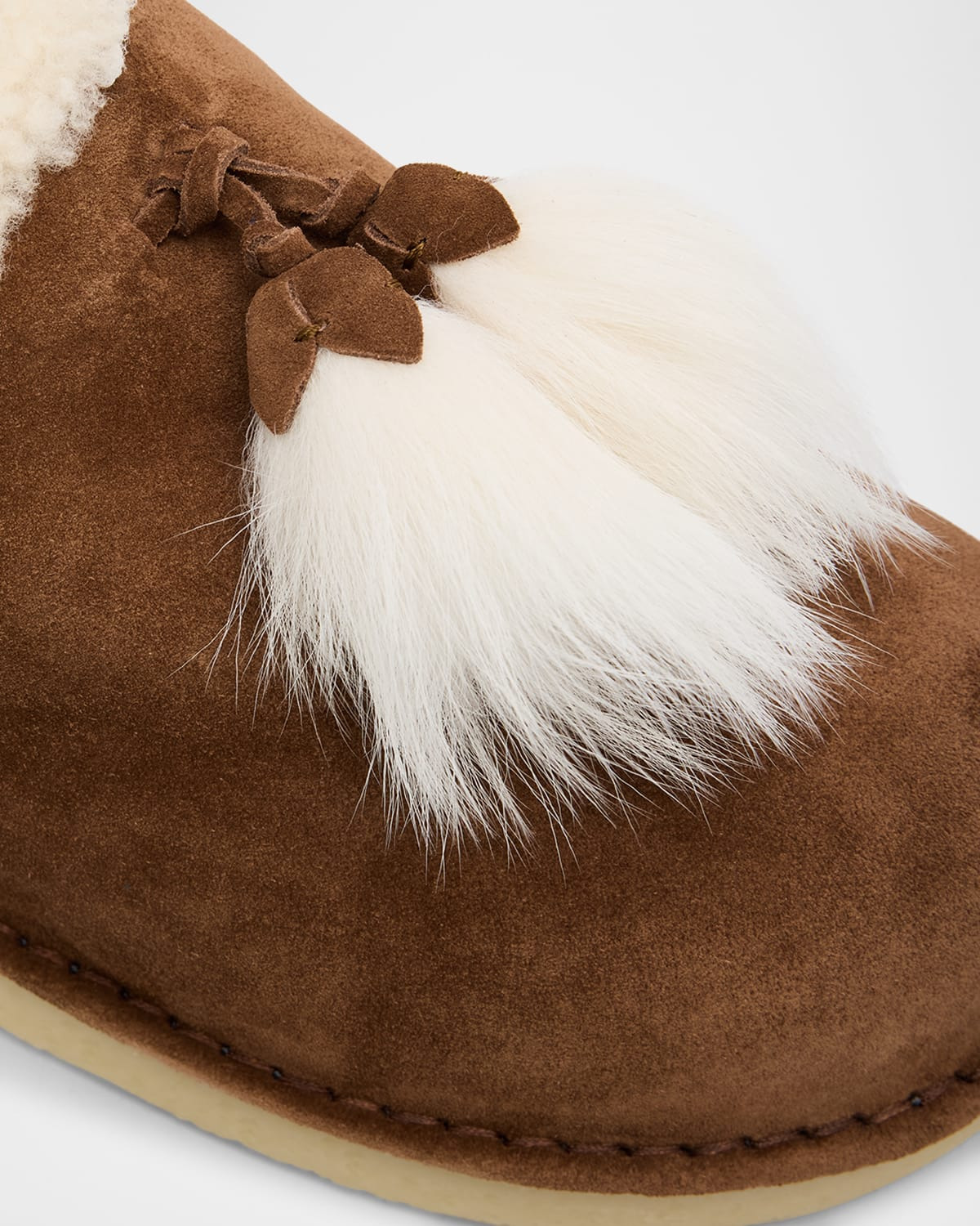 Suede Shearling-Lined Booties with Fur Tassels - 6