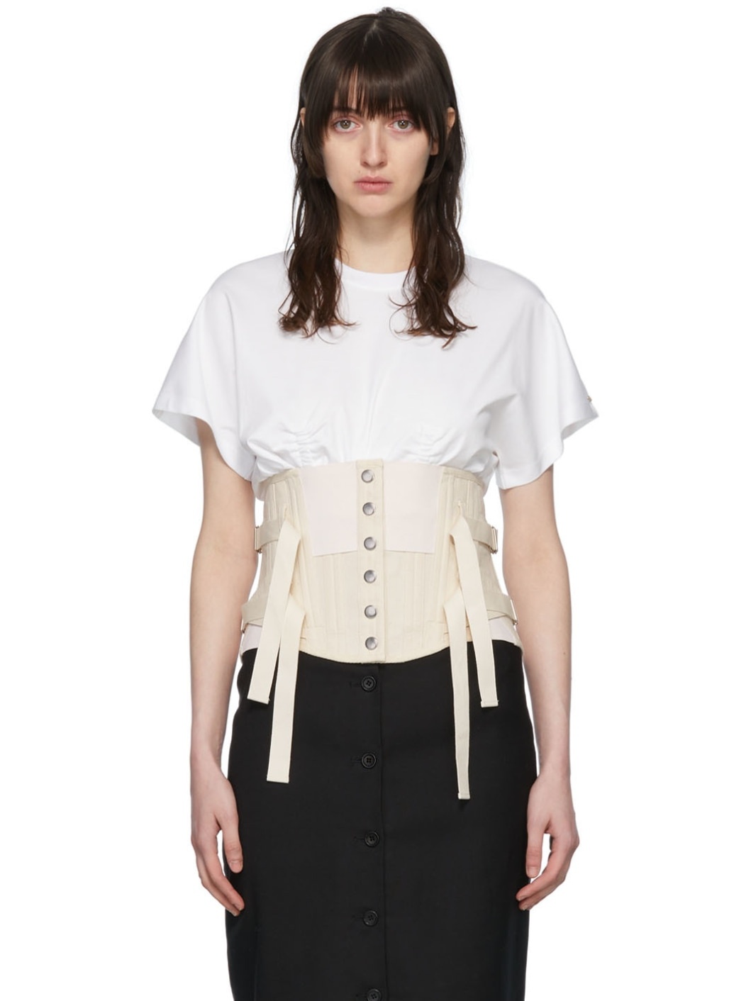 Off-White Cotton Corset - 1