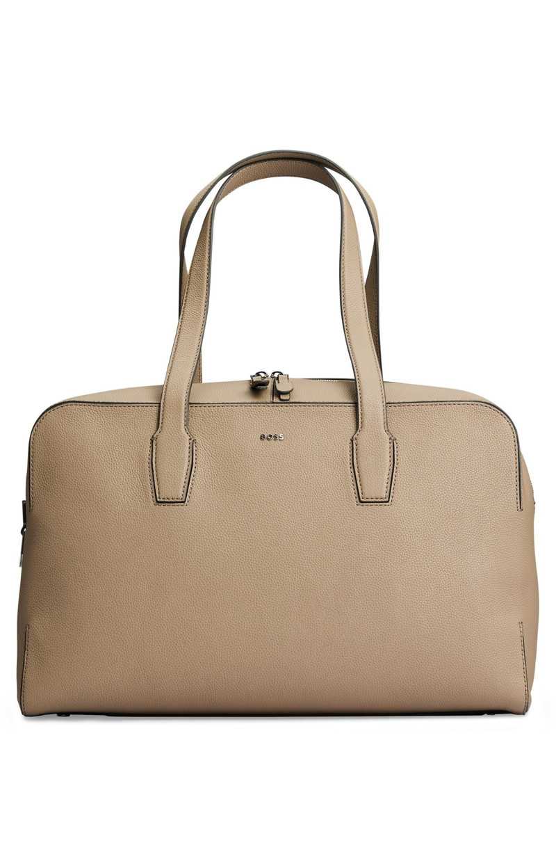 ZIPPED HOLDALL IN GRAINED LEATHER WITH LOGO LETTERING 1