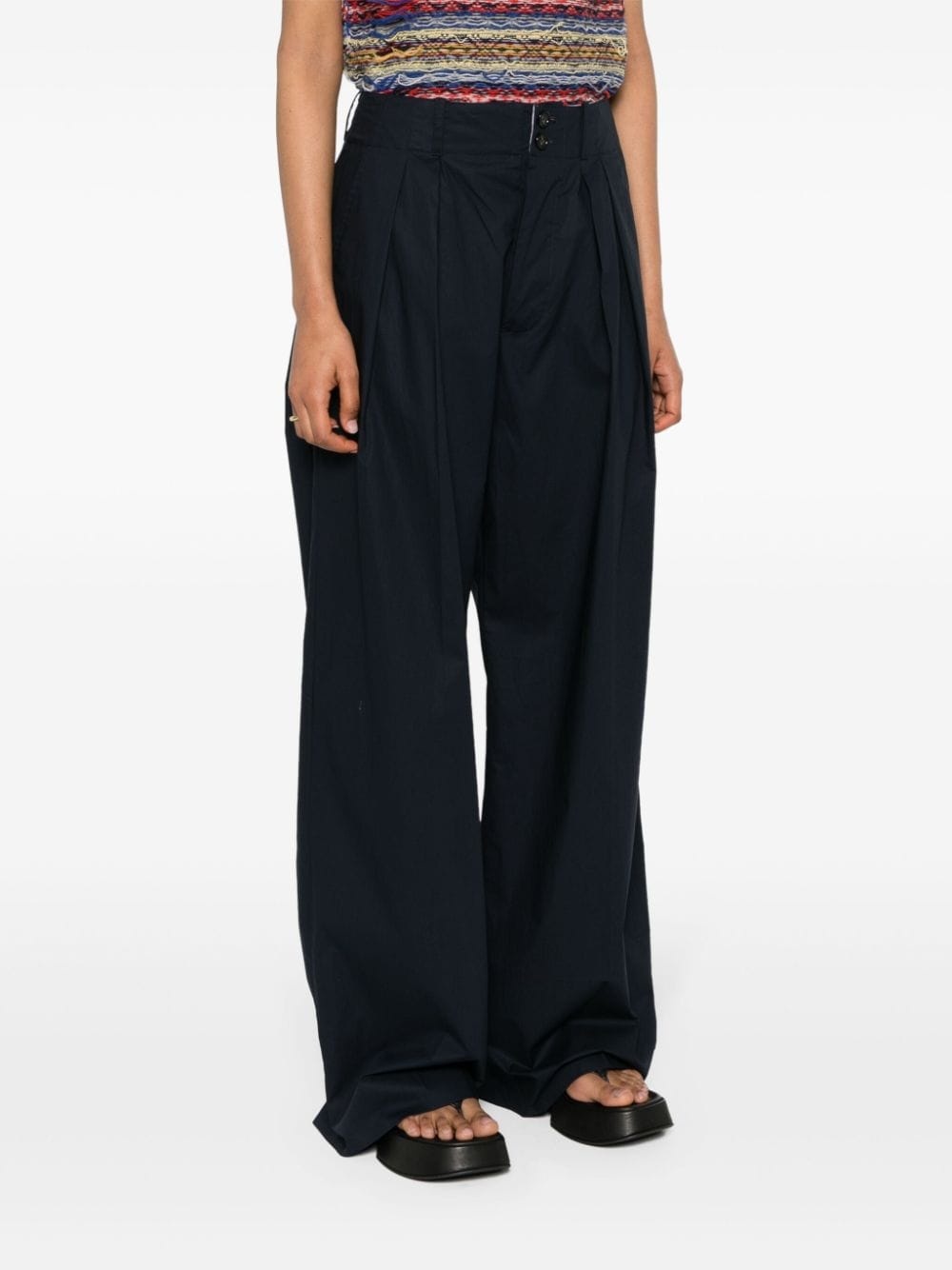 pleated straight-leg trousers - 3