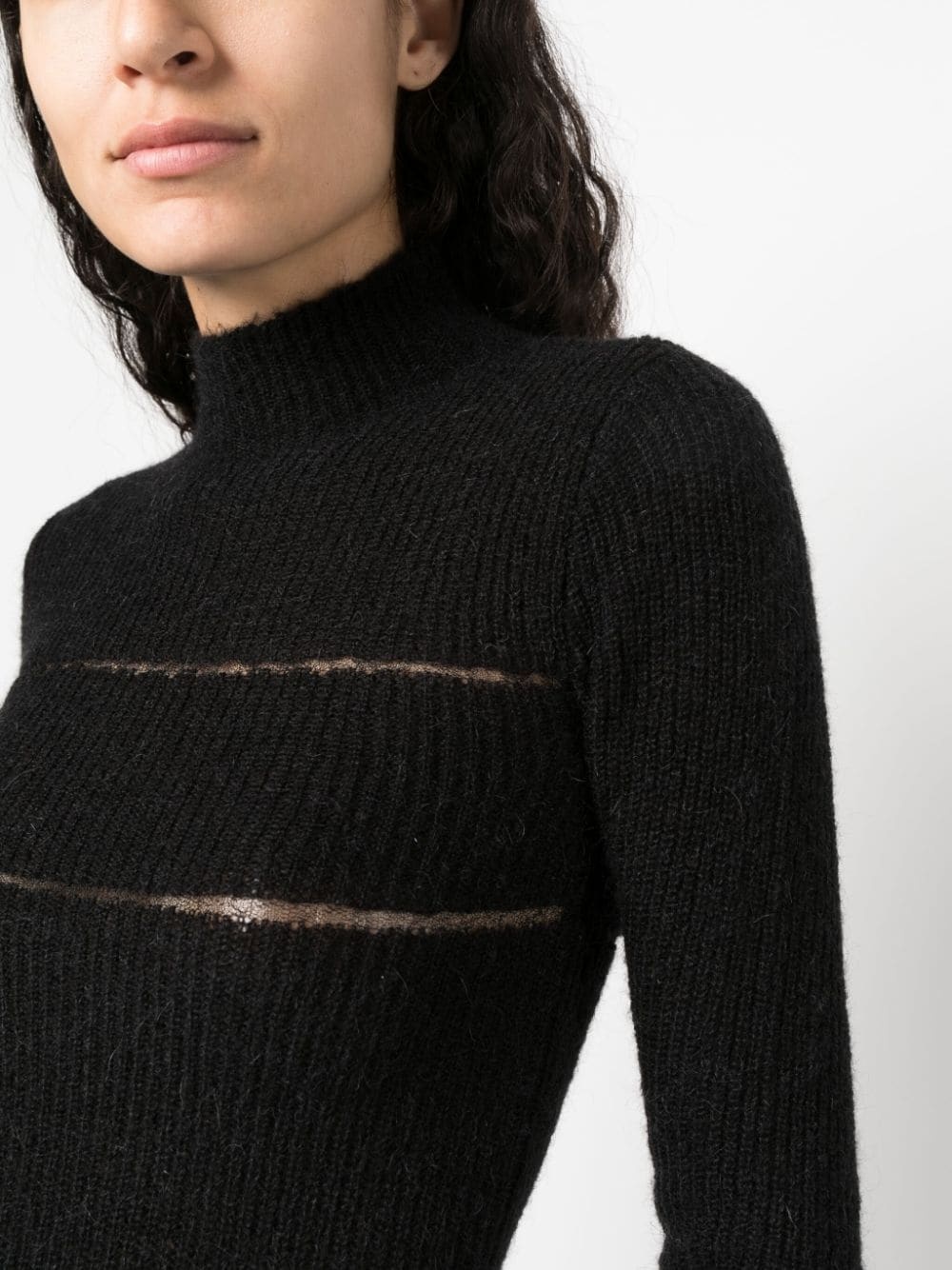 sheer-panel knitted jumper - 5