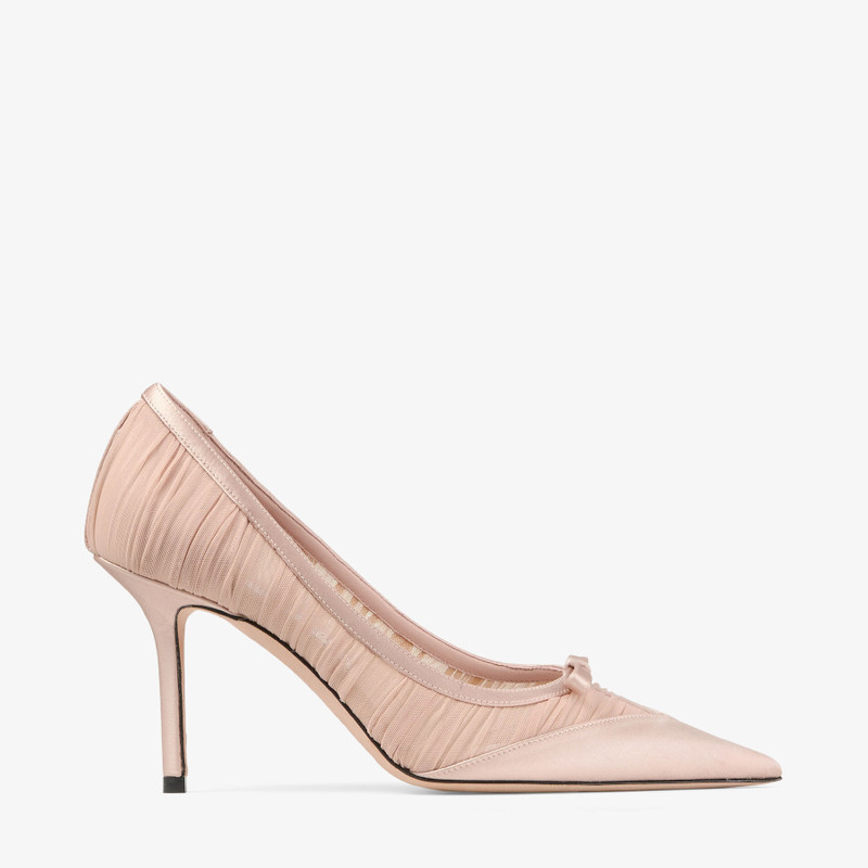 Love Mesh 85 Macaron Satin with Ruched Tulle Pumps 1