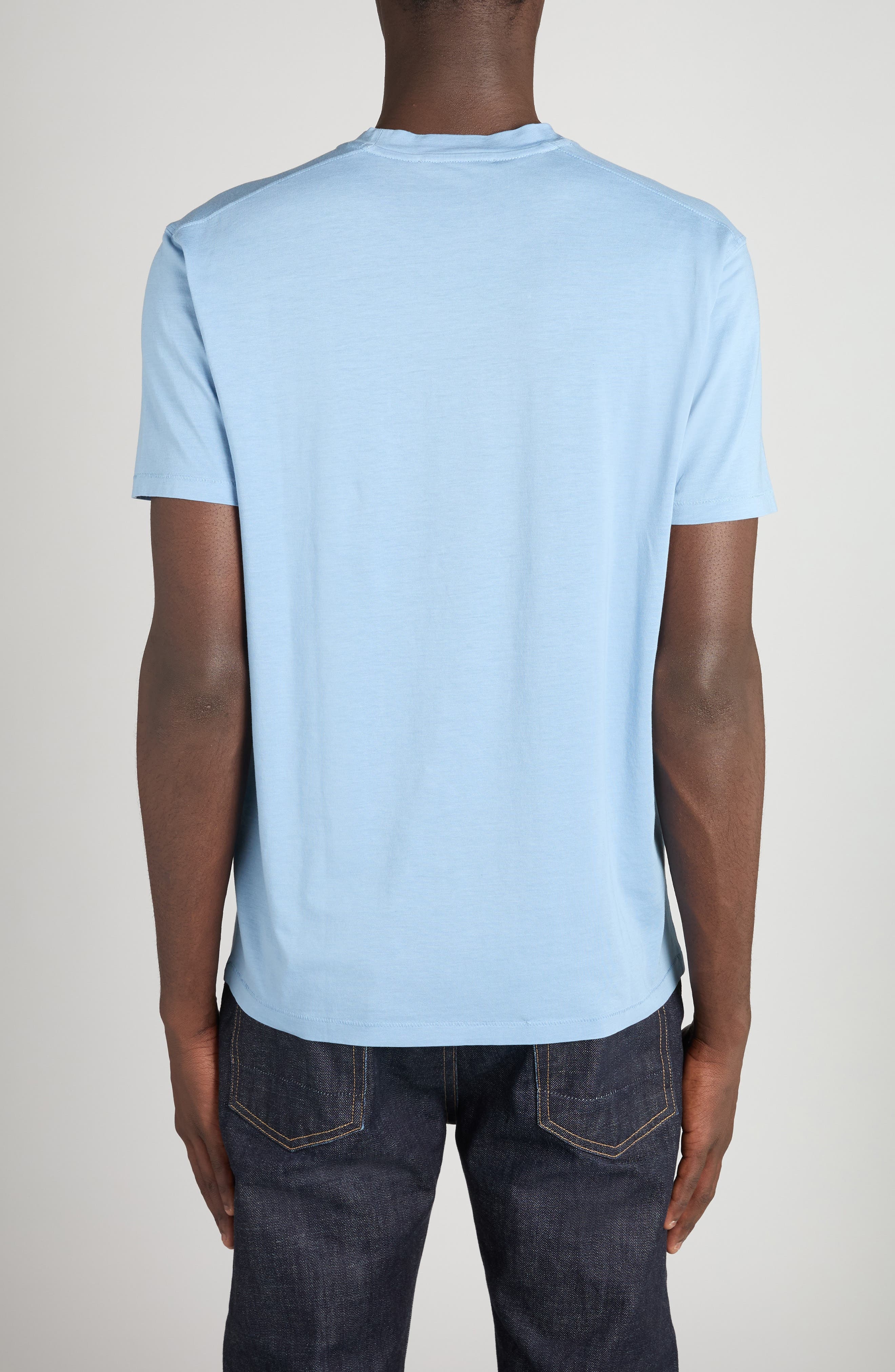TOM FORD Short Sleeve Lyocell & Cotton Crewneck T-Shirt in Dark Celeste at Nordstrom - 2
