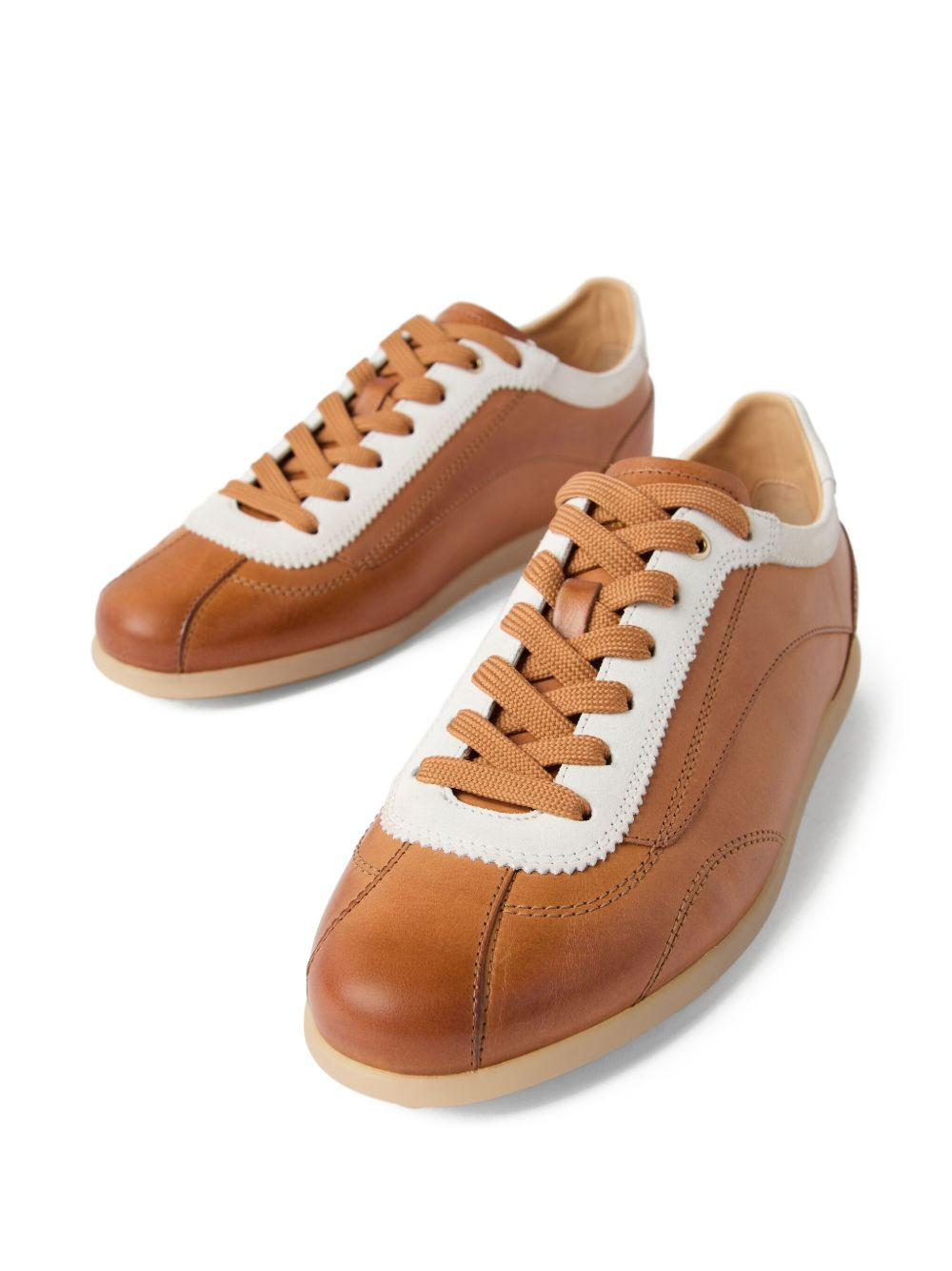 calfskin contrast-panel sneakers - 3