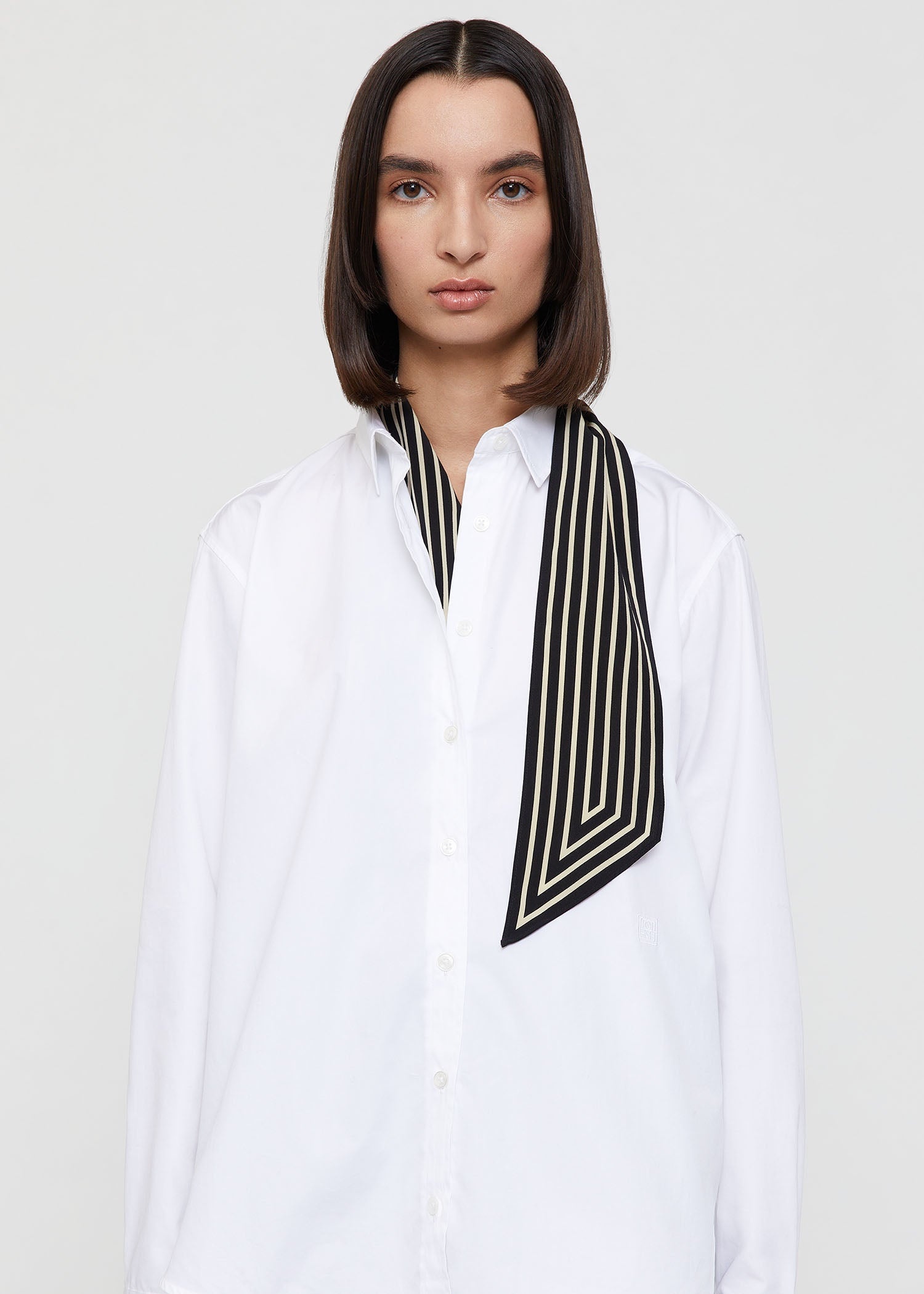 Signature monogram silk ribbon scarf black - 4