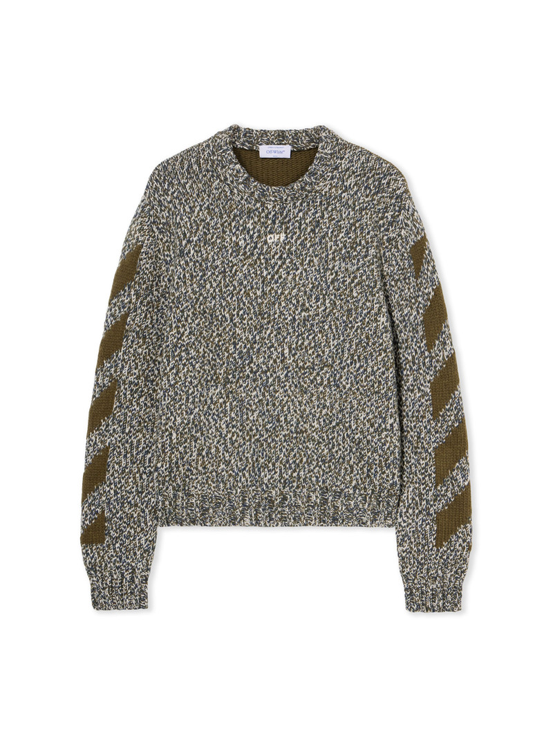 Diagonal Arrow Mouliné Knit Crewneck Sweater 1