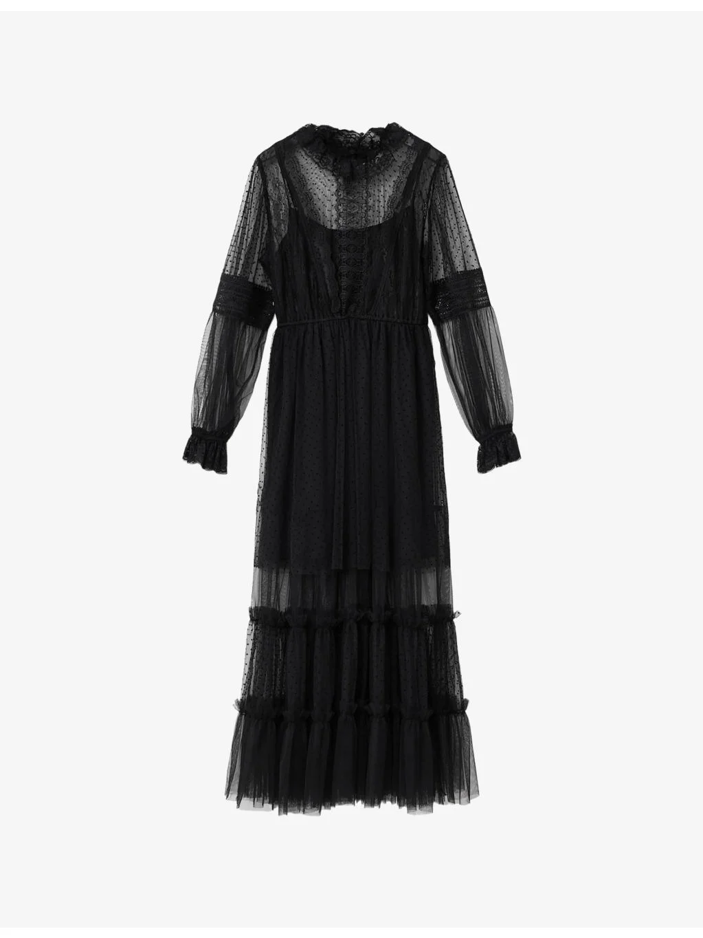 Nita Ruffled Mesh and Lace Maxi Dress - 1