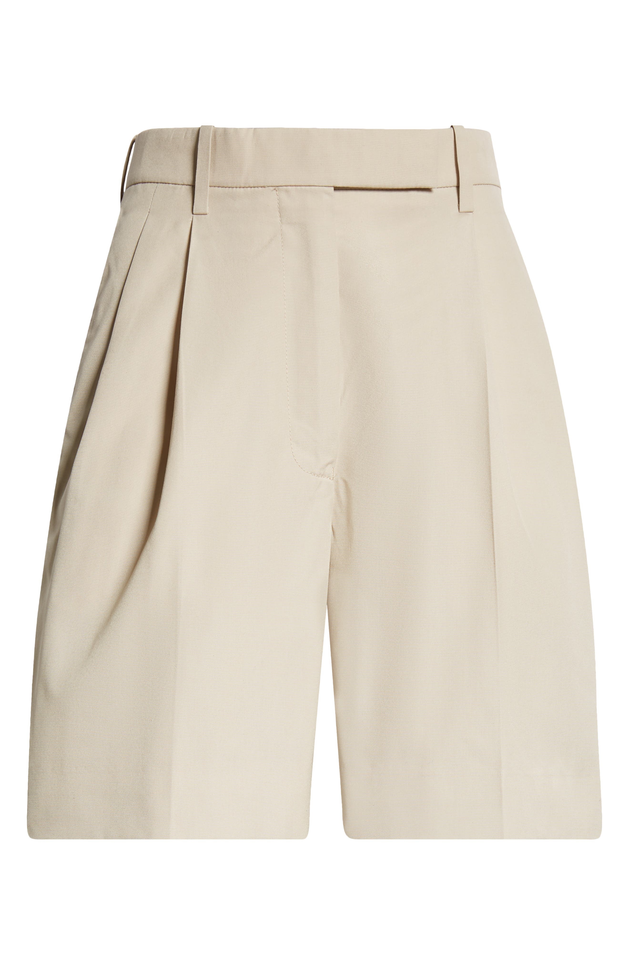Thom Browne High Waist Double Pleat Shorts in Khaki at Nordstrom - 5