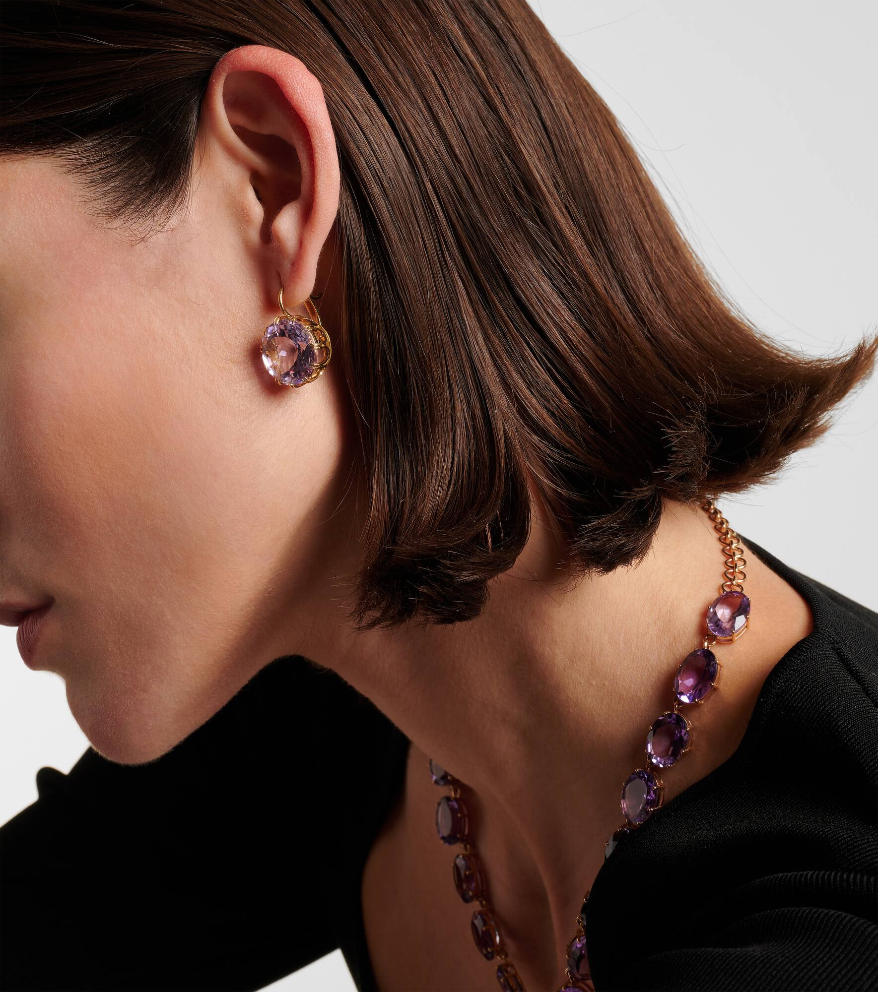 18kt gold earrings with amethysts - 3