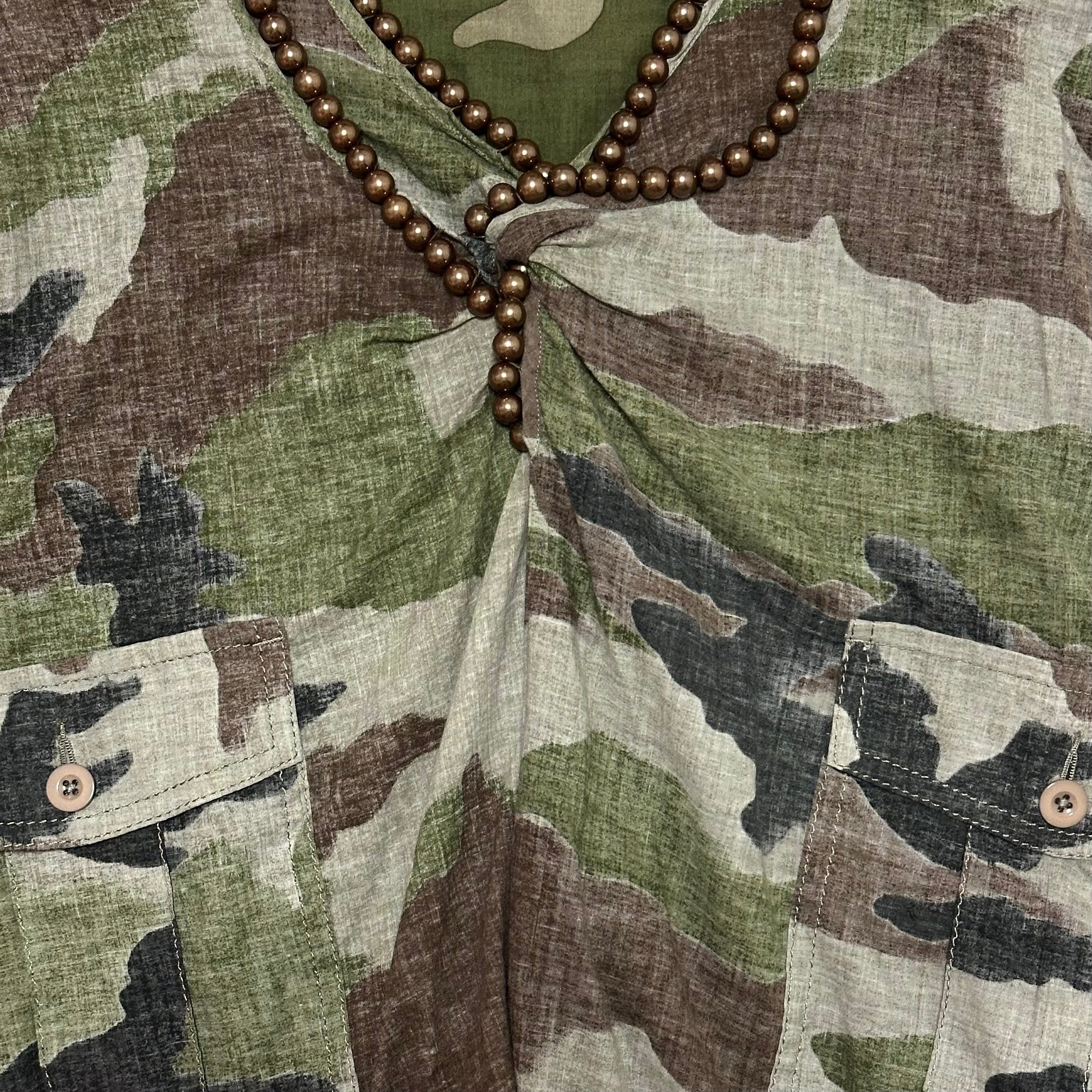 JUNYA WATANABE MAN Pearl Embellished Camouflage Print Midi Dress - 3