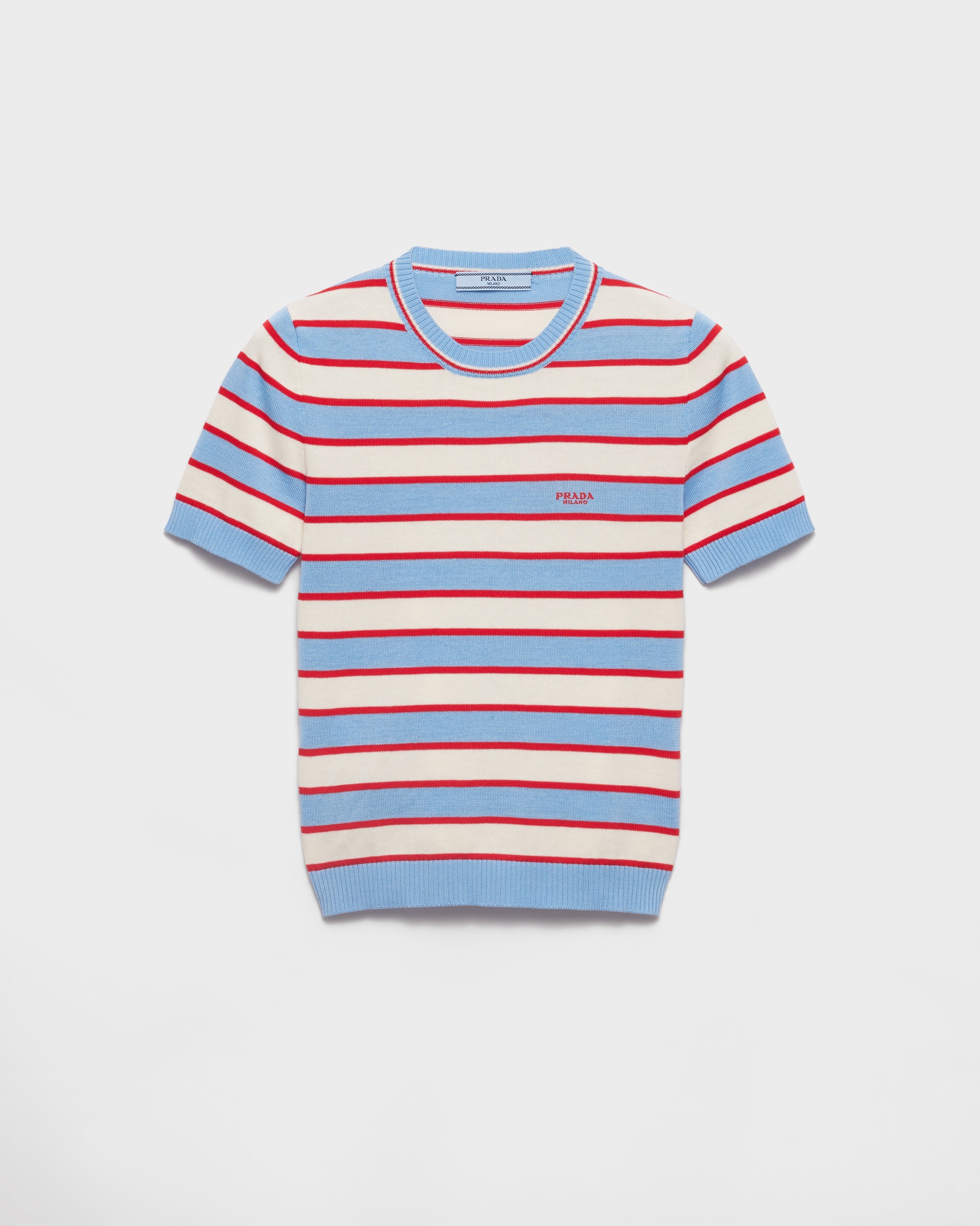 Striped crew-neck cotton sweater - 1