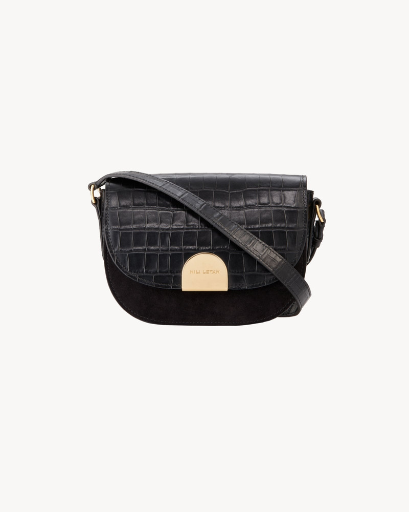 LE ELLIE EMBOSSED CROC SADDLE BAG 1