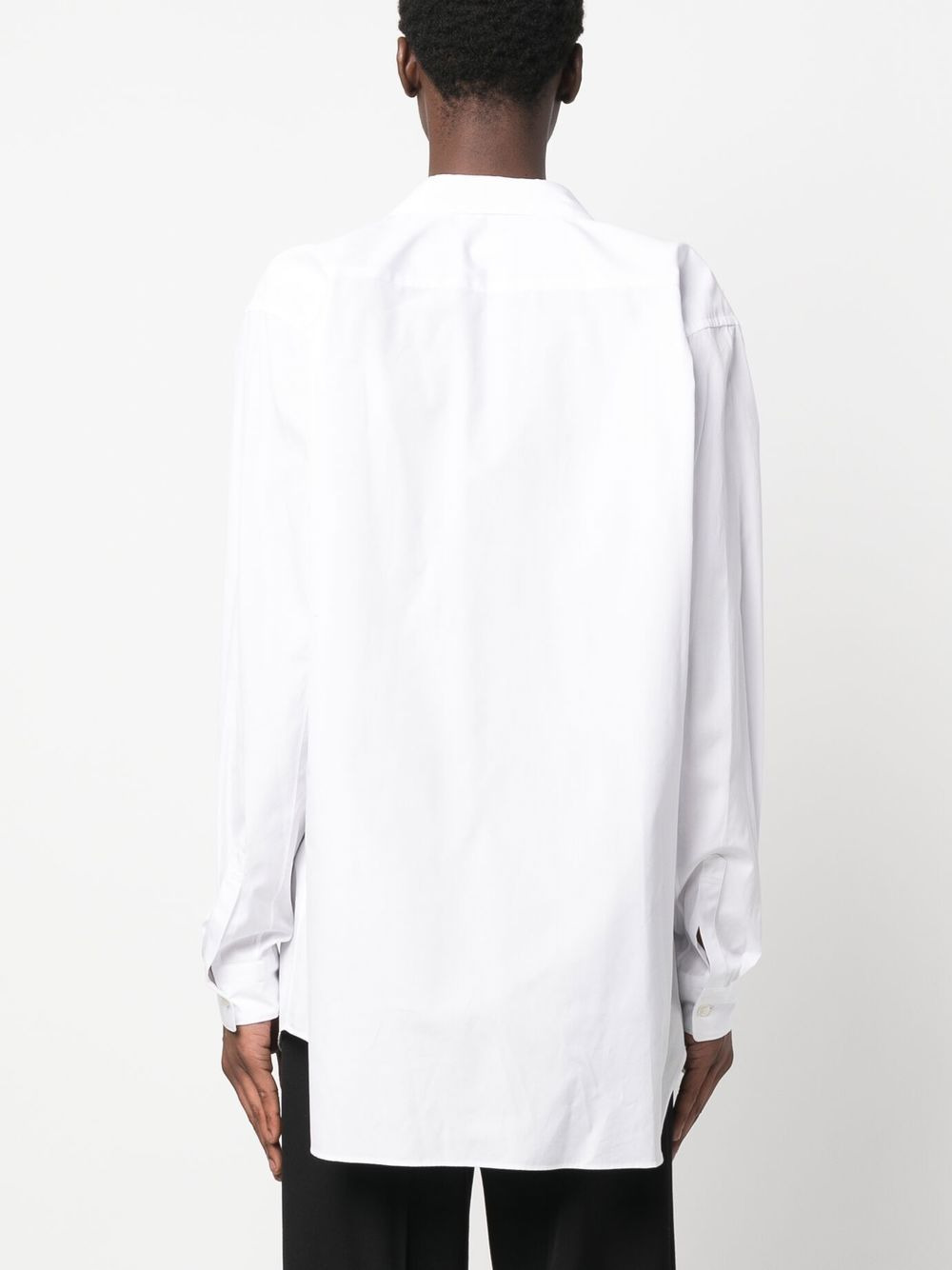 draped-detail cotton shirt - 4