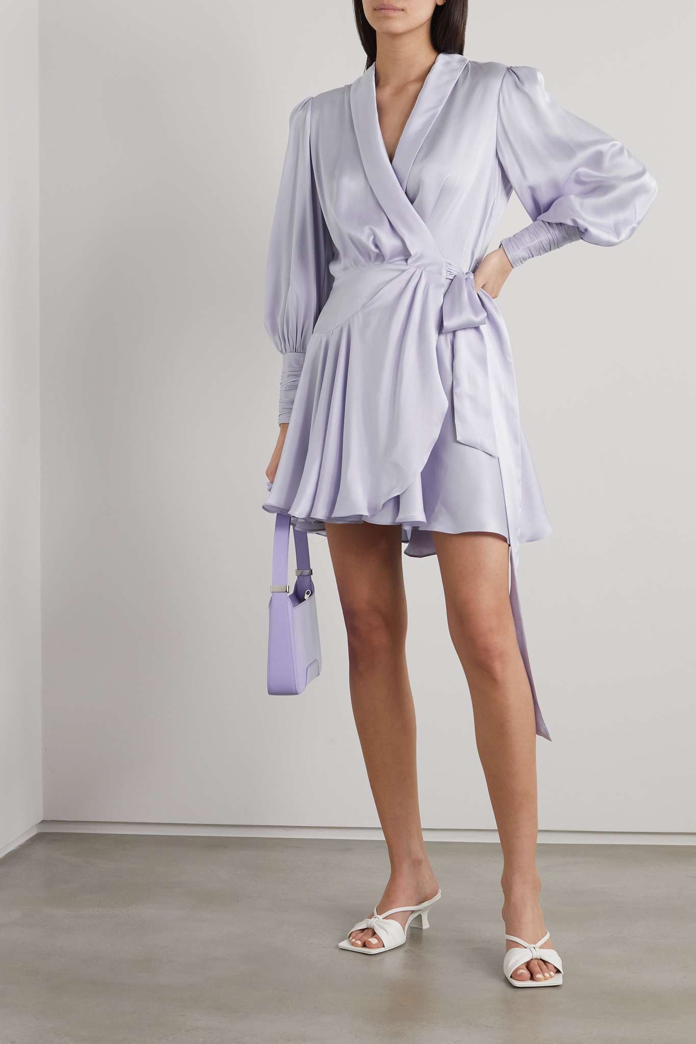 Ruffled silk-satin mini wrap dress - 2