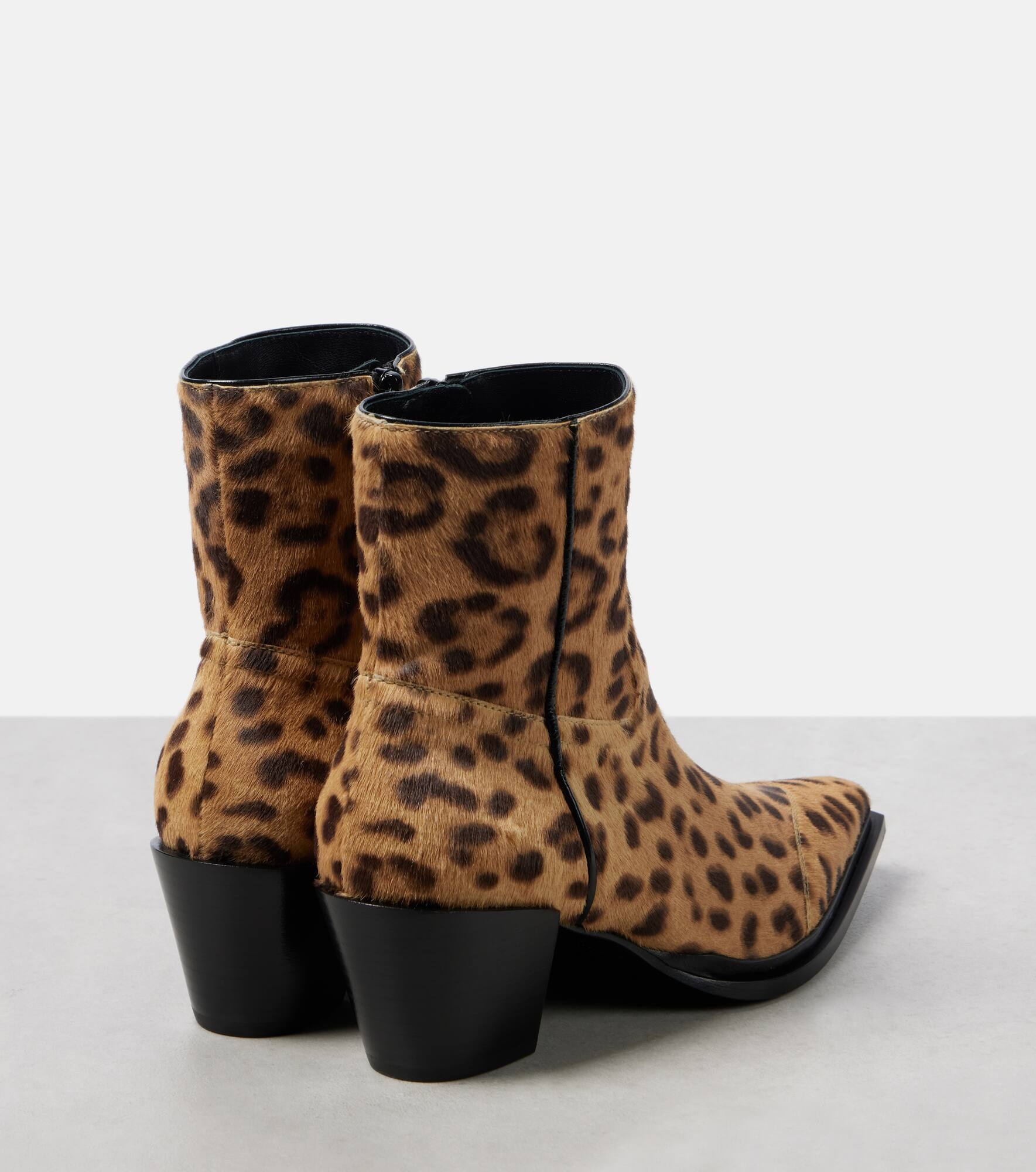 Cece 60 leopard-print calf hair ankle boots - 2