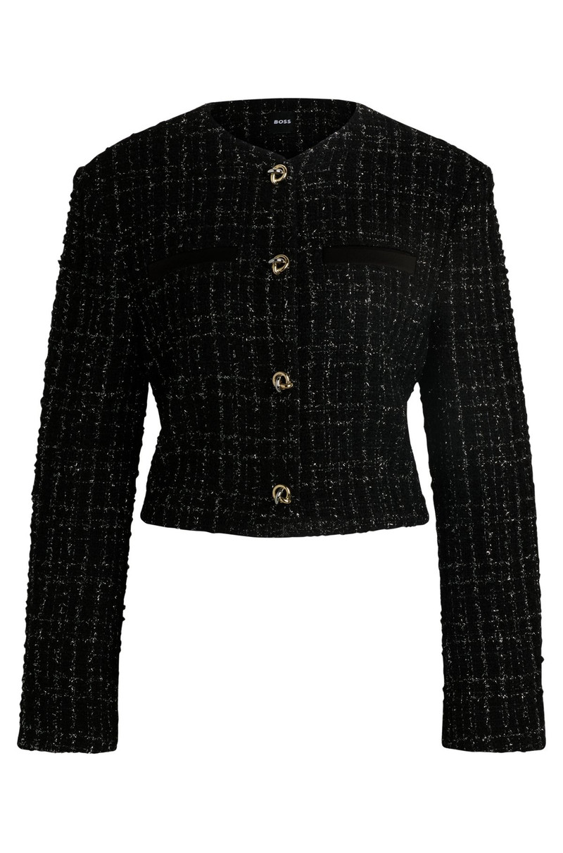 COLLARLESS JACKET IN SPARKLE-EFFECT TWEED 1
