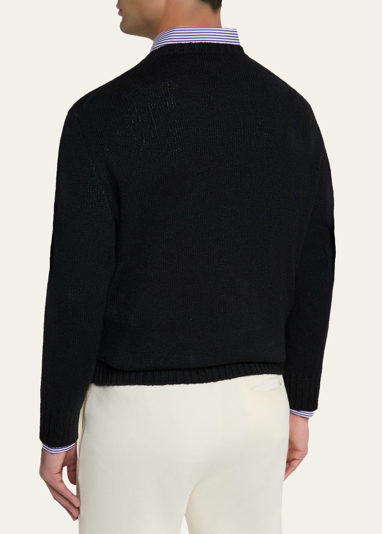 Men's Silk and Linen Knit Crewneck Sweater - 3