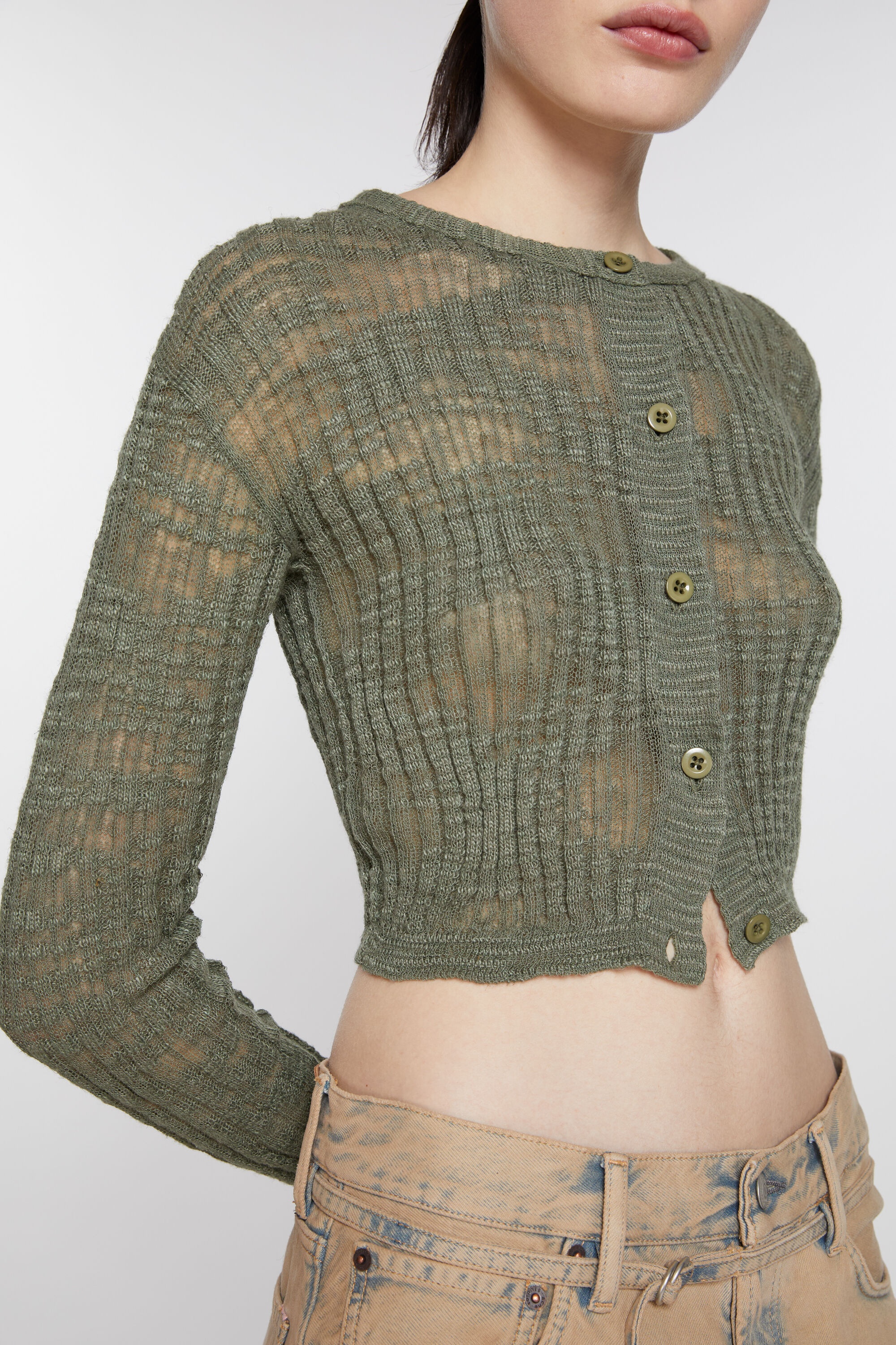 Wide rib cardigan - Seagrass Green - 4