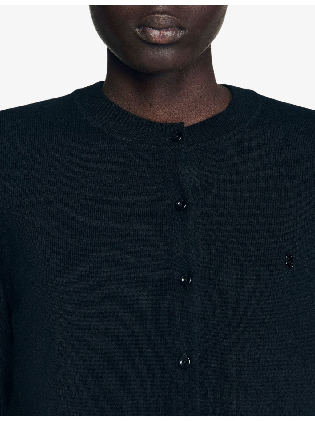 Round-neck ruffle-cuff wool and cashmere cardigan - 5