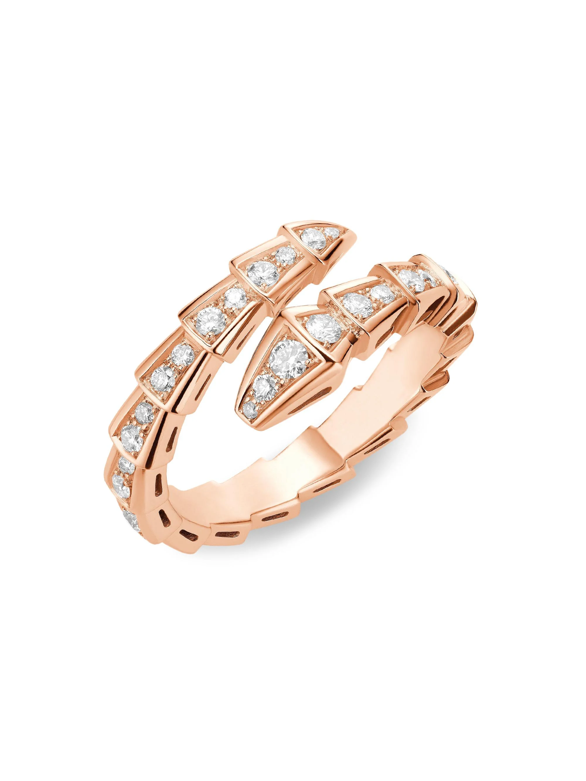 Women's Serpenti Viper 18K Rose Gold & Pavè Diamond Ring - Rose Gold - 1