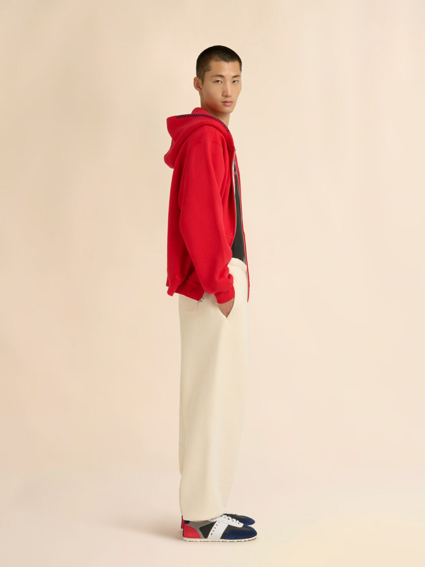 MARNI + MADHAPPY RED COTTON ZIP HOODIE WITH ANIMAL PRINT - 6