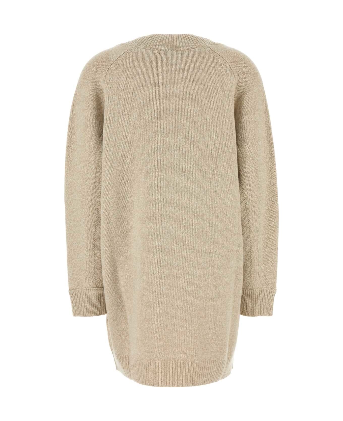 Melange Beige Wool Blend Sweater Dress - 2