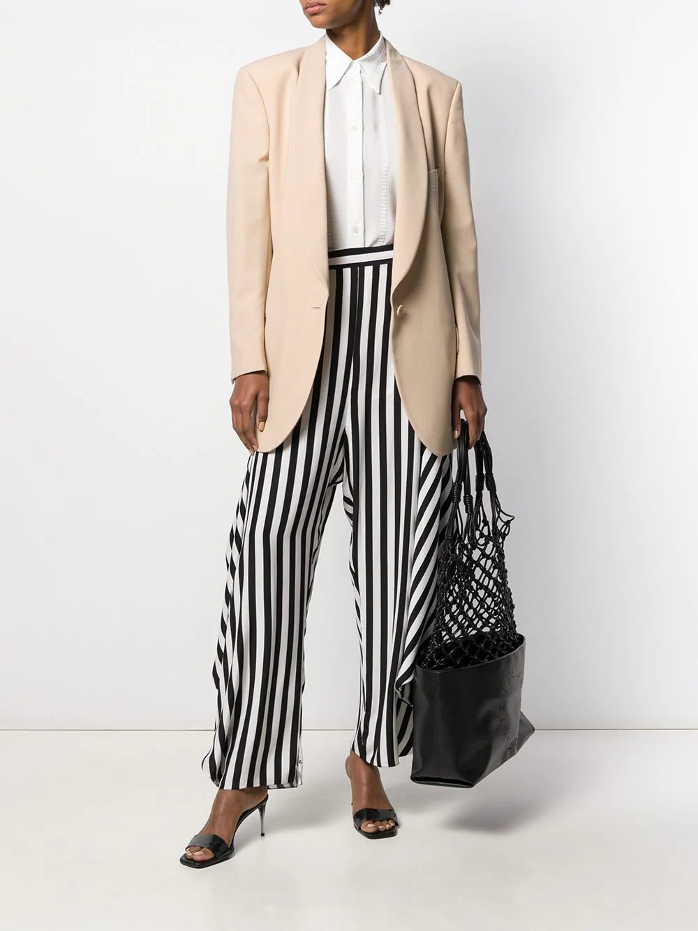 Alicia draped-panel striped trousers - 2