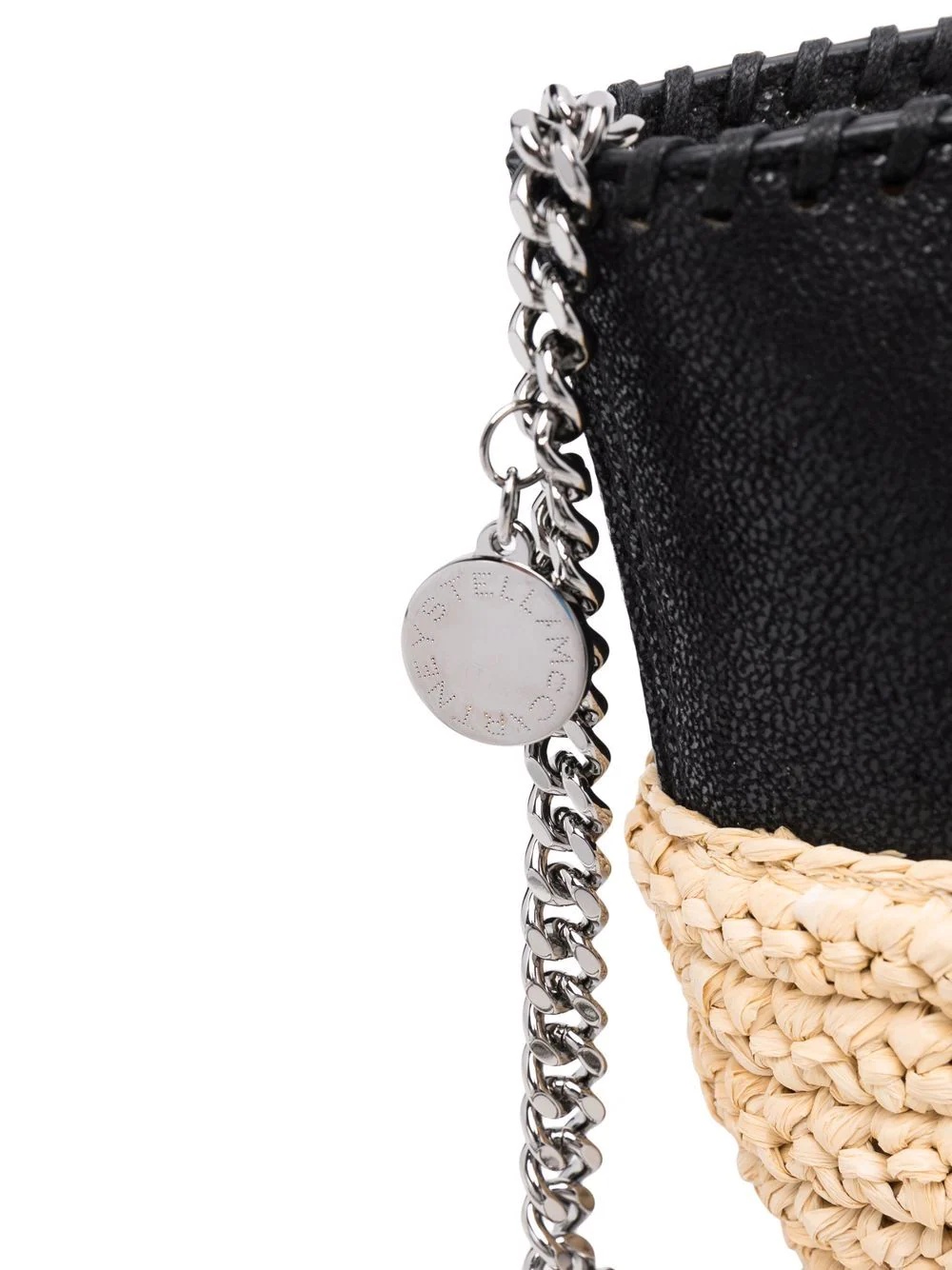 raffia detailing chain-link crossbody bag - 5