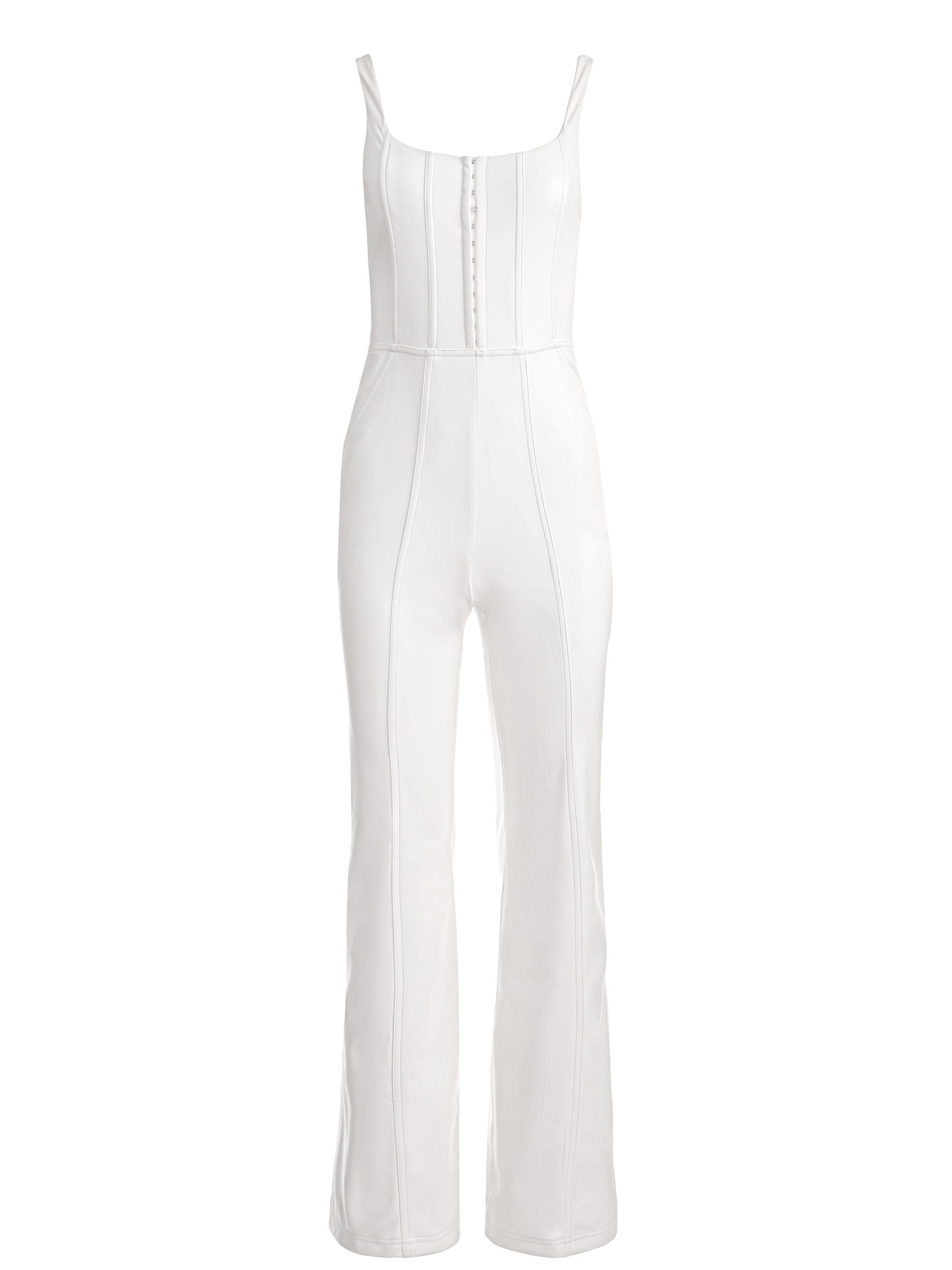 CHELS VEGAN LEATHER CORSET SLEEVELESS JUMPSUIT - 1