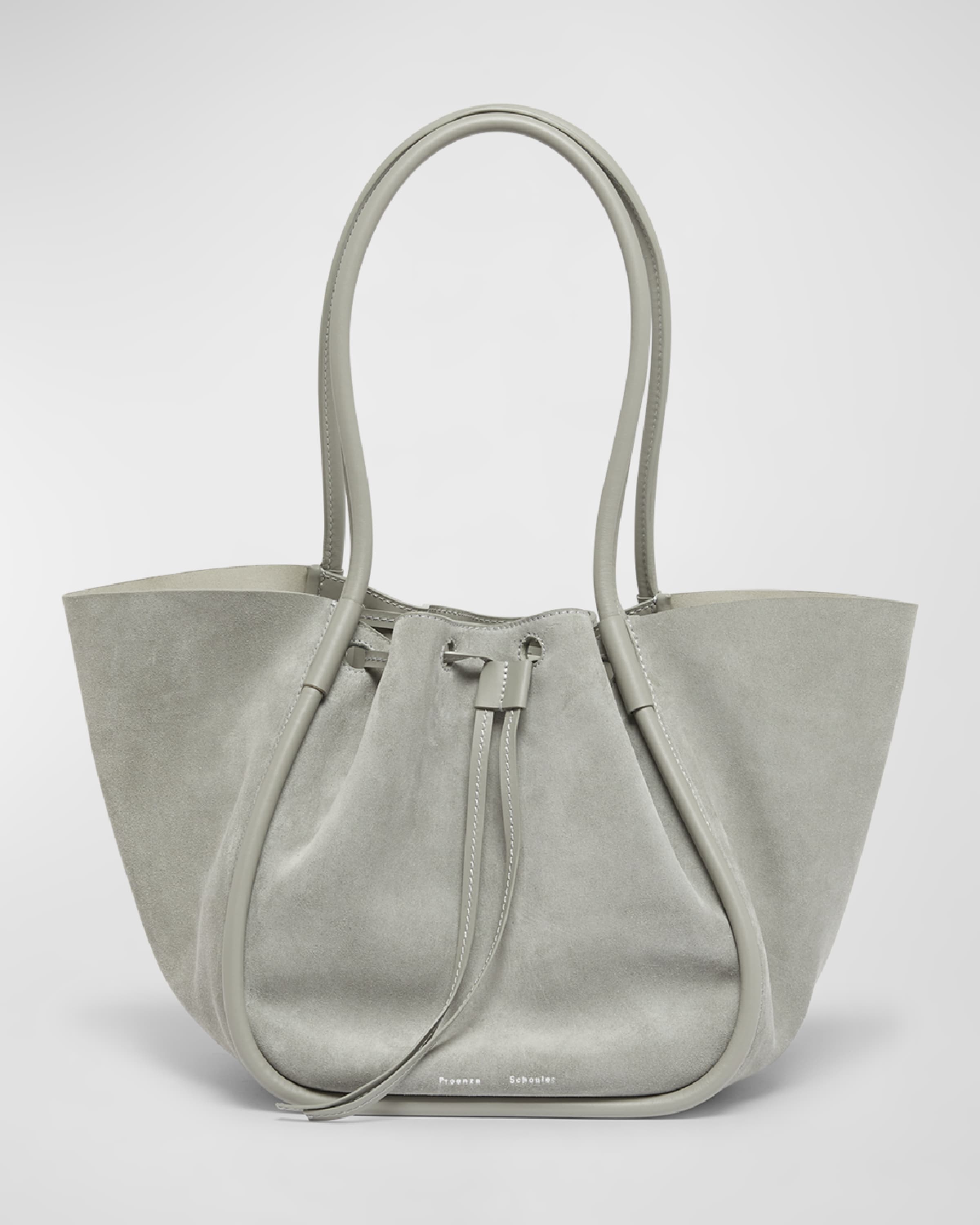 Large Drawstring Suede Tote Bag - 1