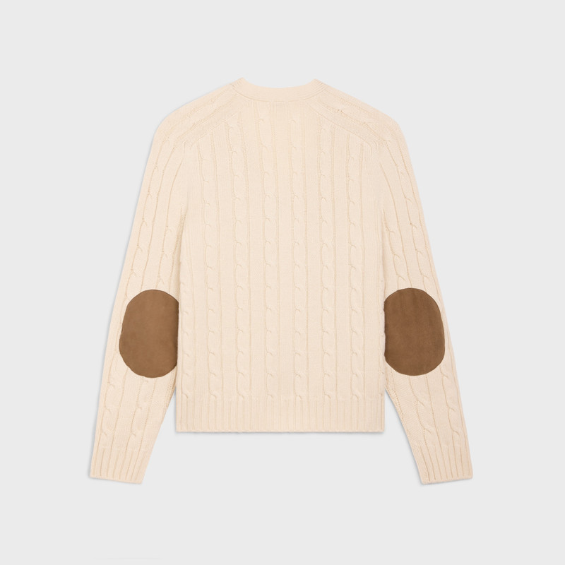 CELINE cable-knit triomphe cardigan in cashmere outlook