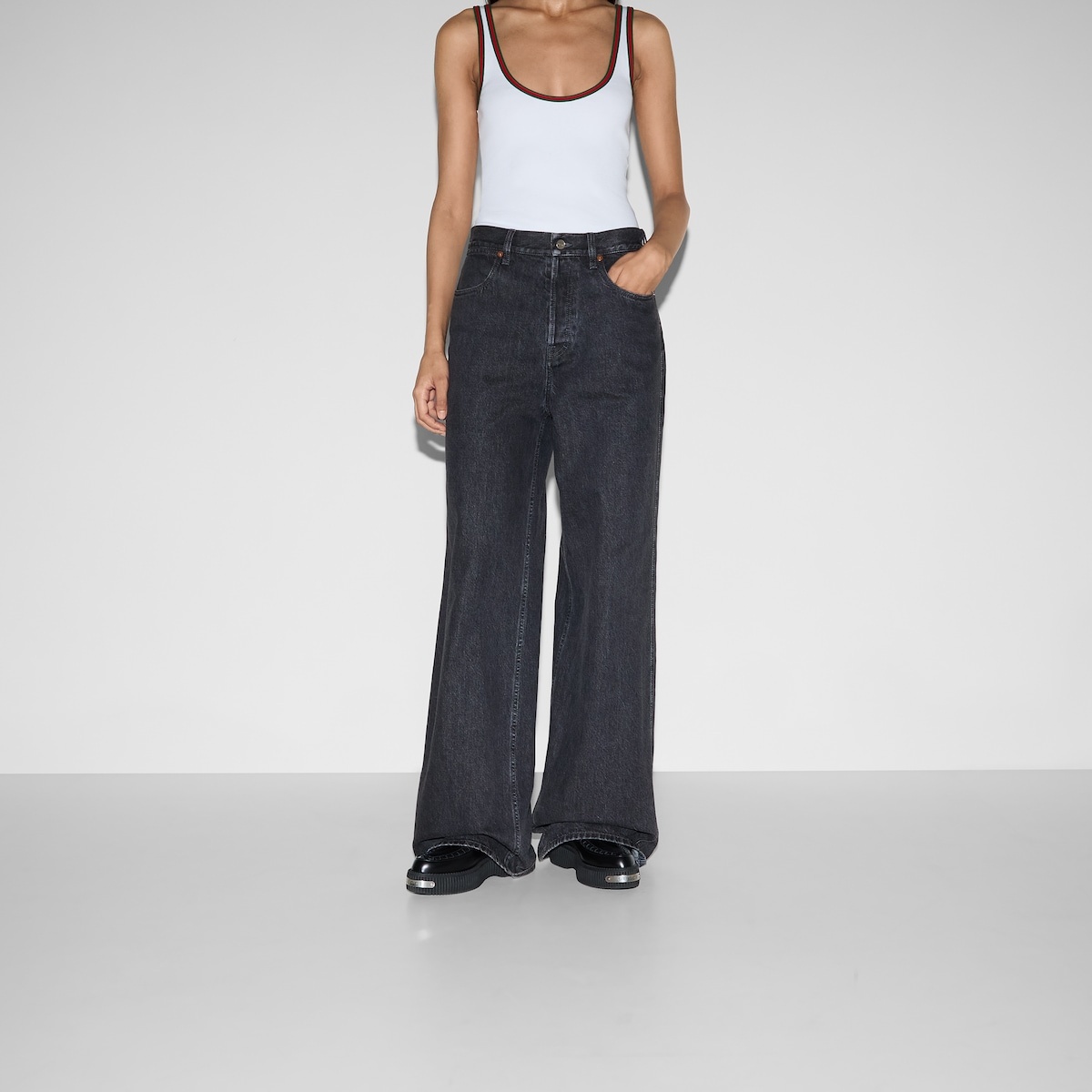 Wide leg denim pant - 3