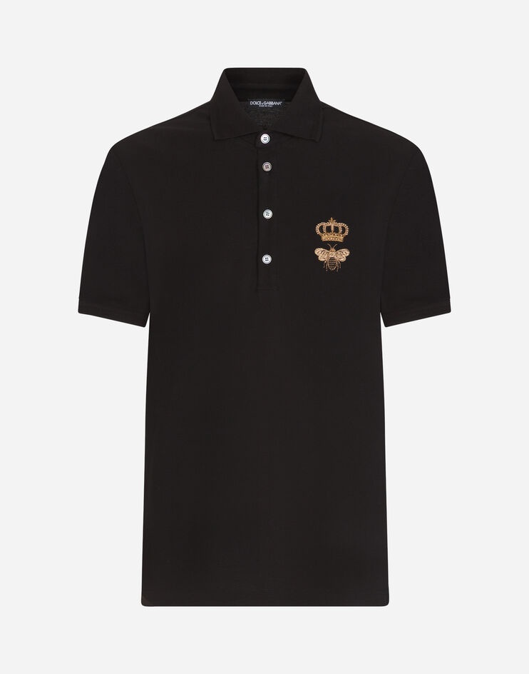 Cotton piqué polo-shirt with lurex embroidery - 3