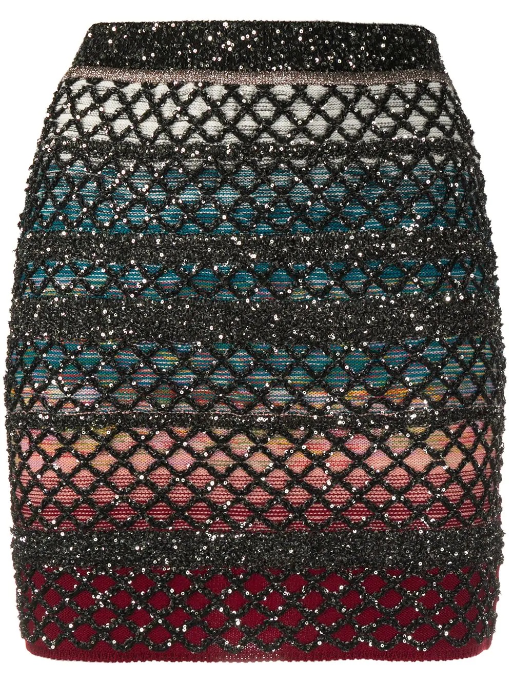 metallic lattice-knit mini skirt - 1