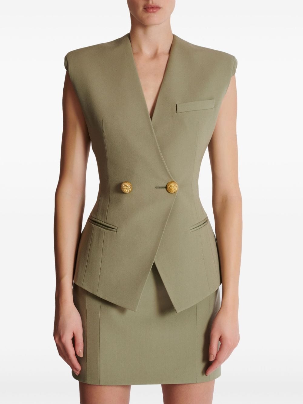 buttoned grain-de-poudre waistcoat - 5