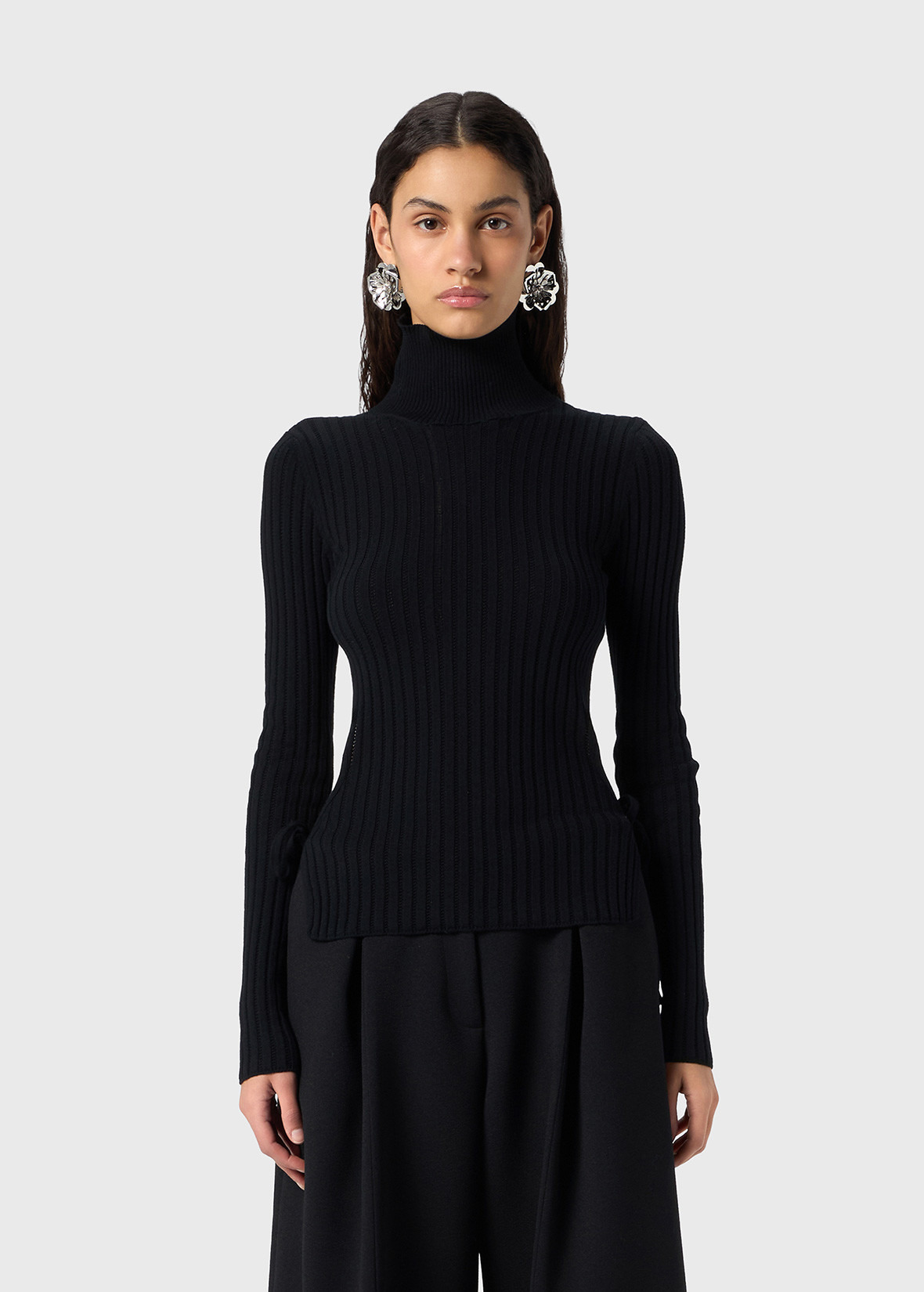 RIBBED SWEATER WITH CUT-OUT AND LACES - 3