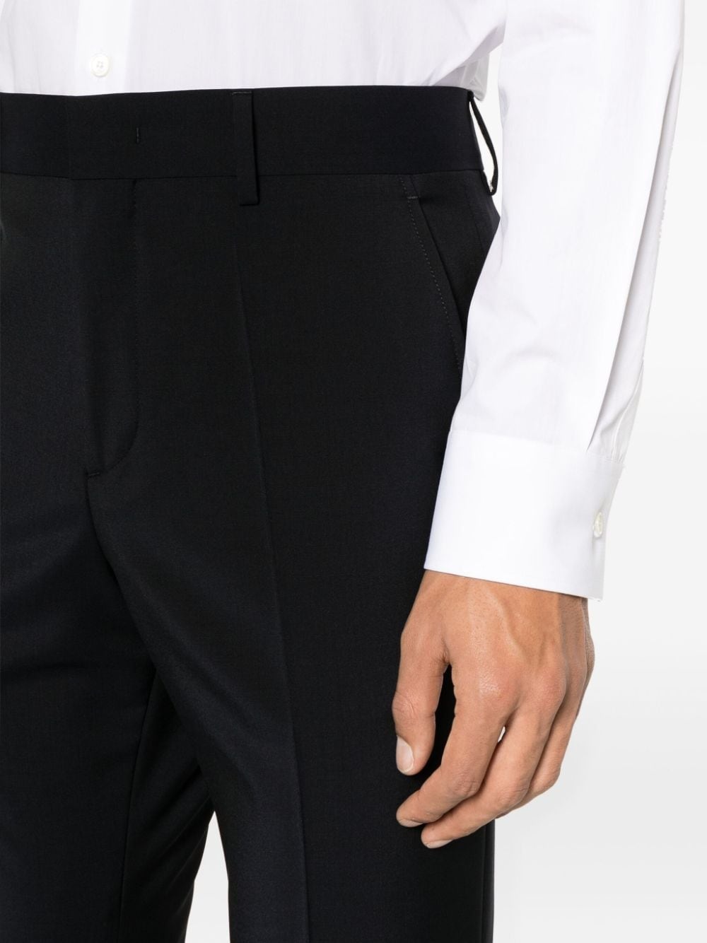 tailored wool-blend tapered trousers - 5