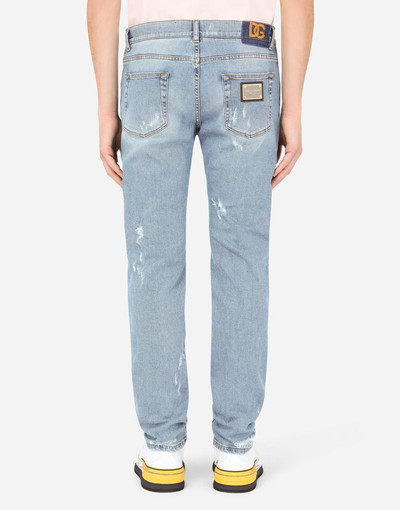 Dolce & Gabbana Light blue slim-fit stretch jeans with DG patch outlook