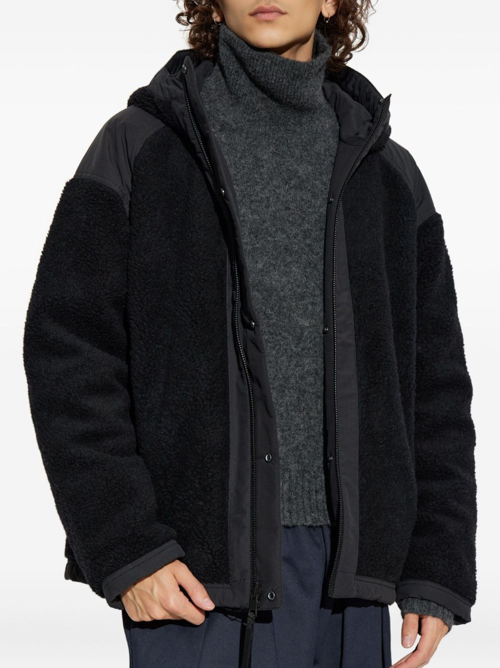 logo-patch fleece jacket - 3
