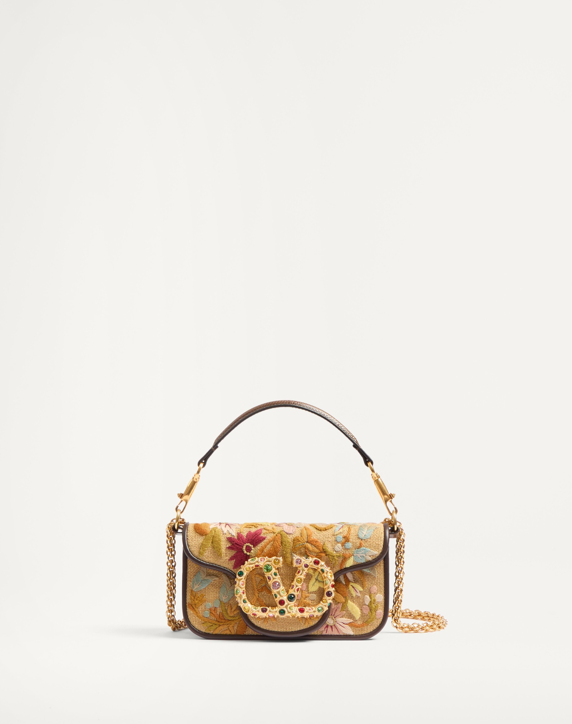VALENTINO GARAVANI LOCÒ SMALL SHOULDER BAG EMBROIDERED WITH JEWEL LOGO - 1
